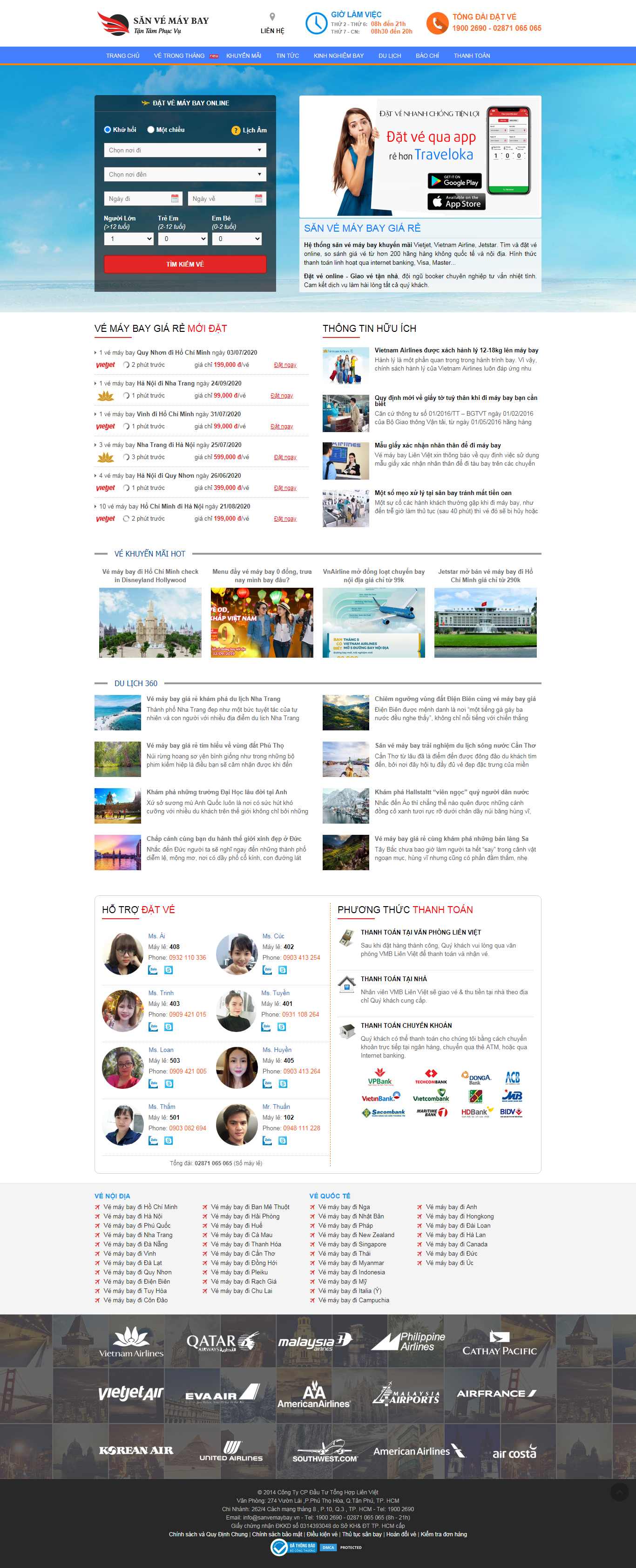 Thiết kế web đặt vé máy bay - sanvemaybay.vn
