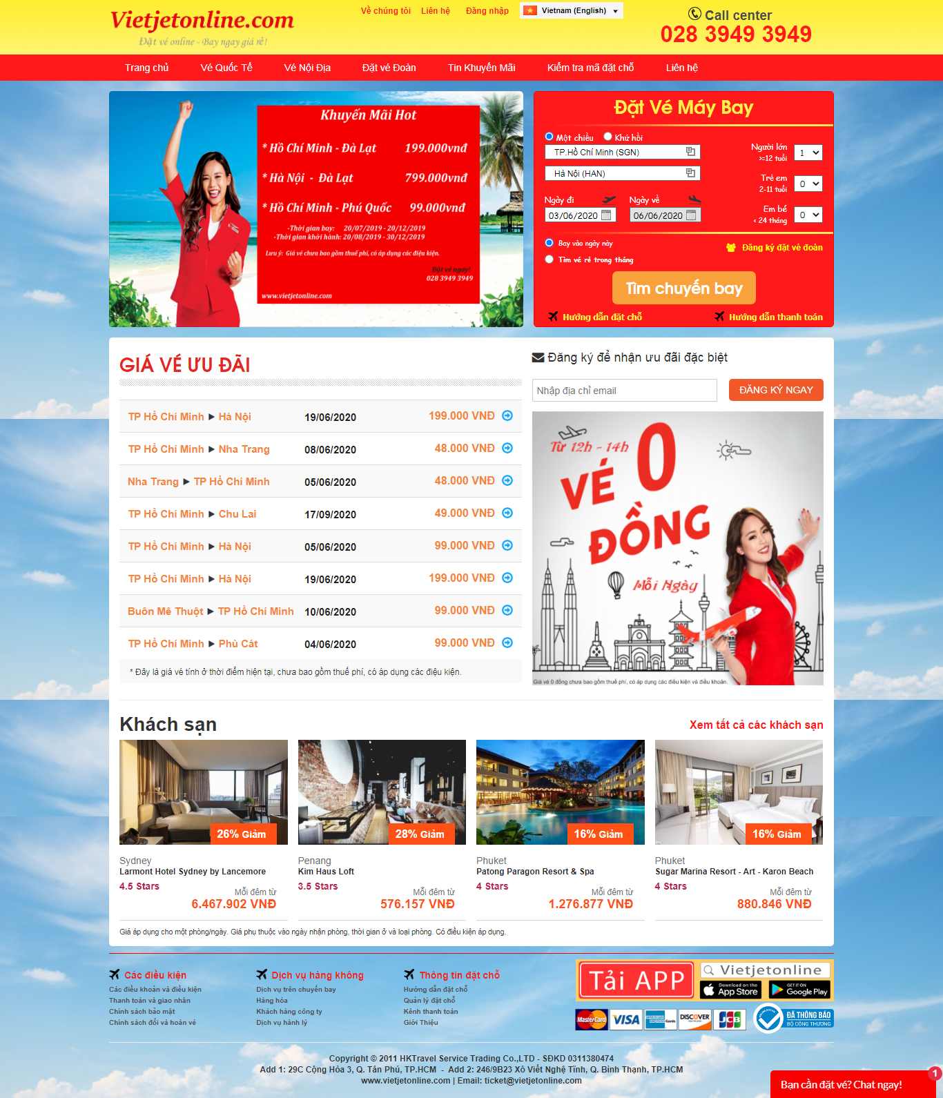 Thiết kế web đặt vé máy bay - vietjetonline.com