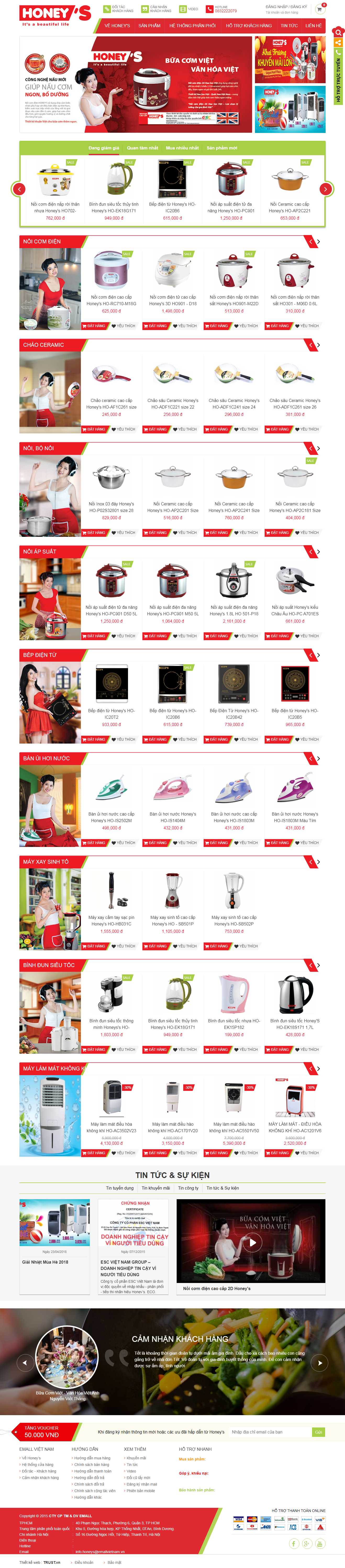 Thiết kế web điện gia dụng - honeys.vn