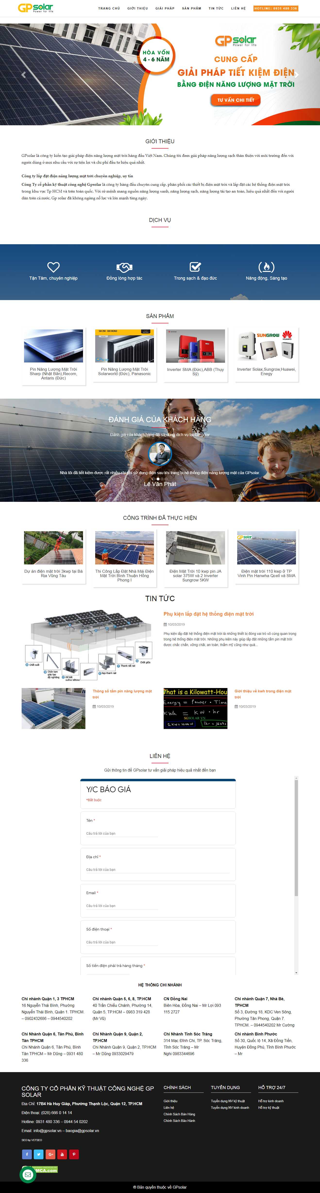 Thiết kế web điện mặt trời - gpsolar.vn
