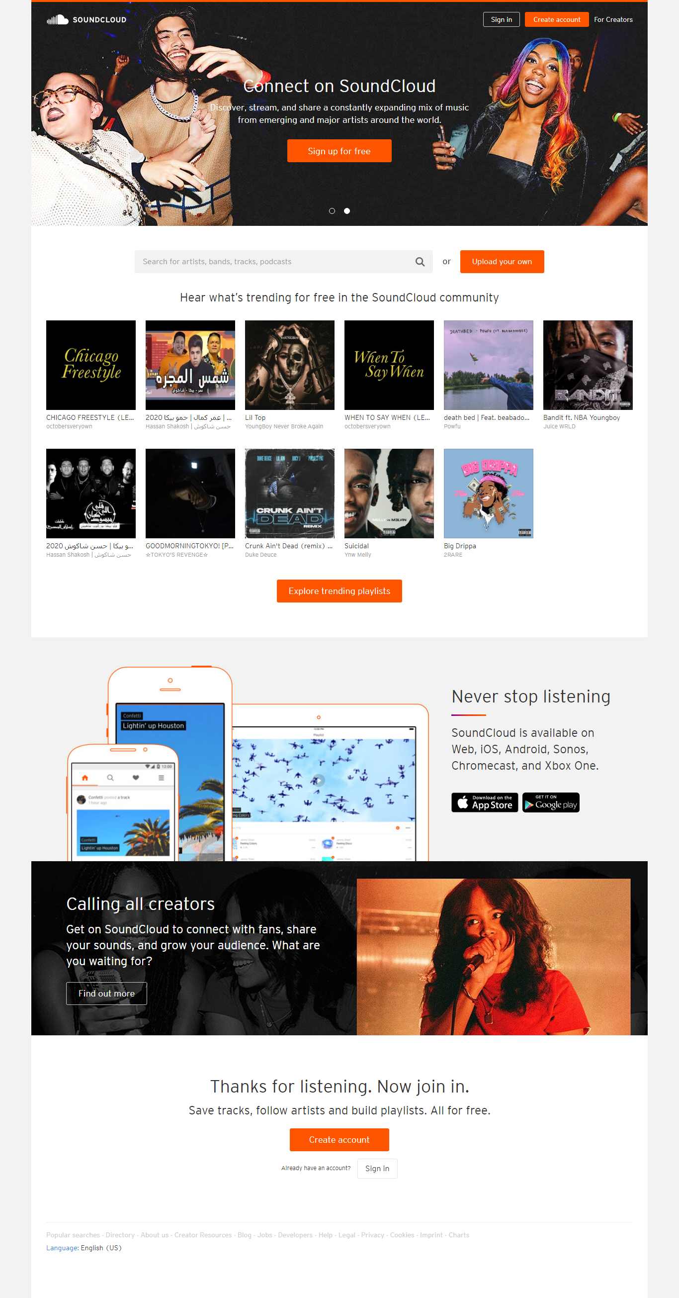 Thiết kế web âm nhạc - soundcloud.com