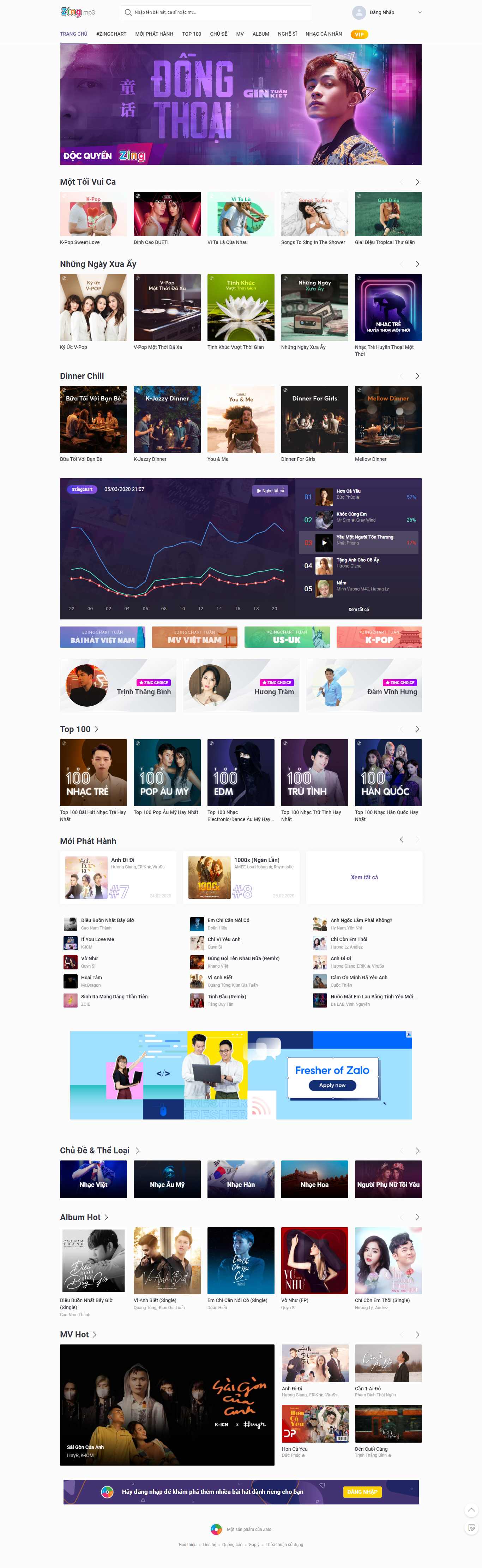 Thiết kế web âm nhạc - zingmp3.vn