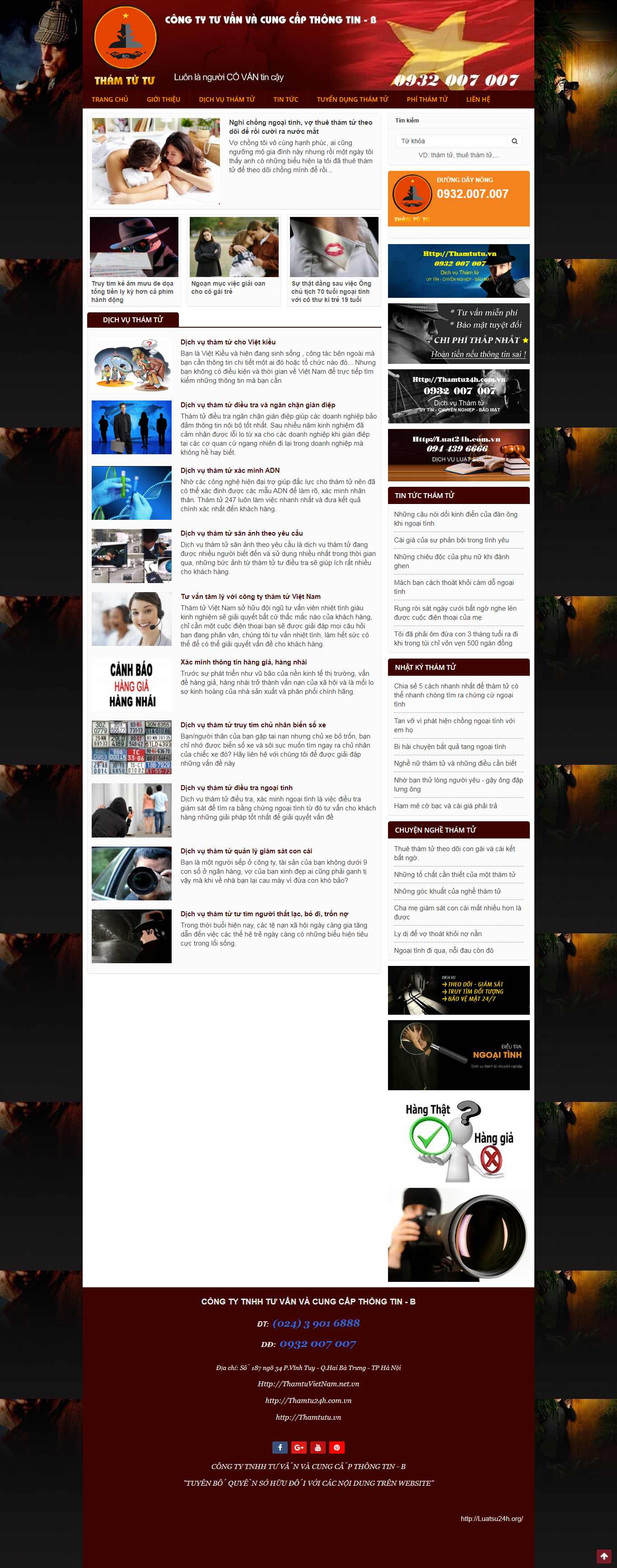 Thiết kế web an ninh - thám tử - bảo vệ - www.thamtuvietnam.net.vn