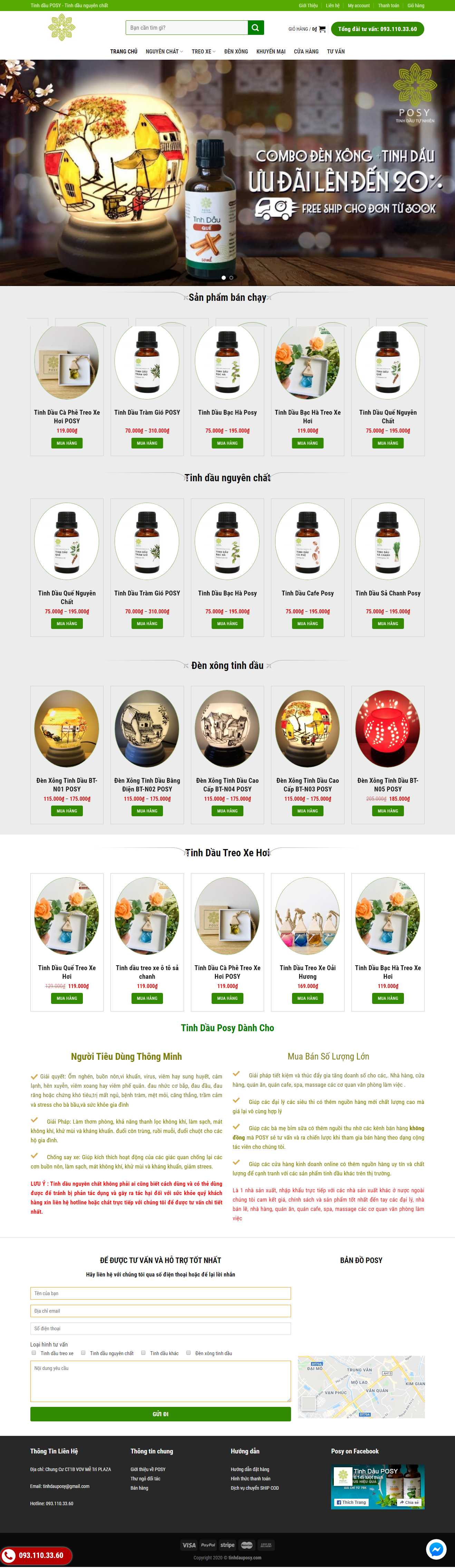 Thiết kế web bán tinh dầu - tinhdauposy.com