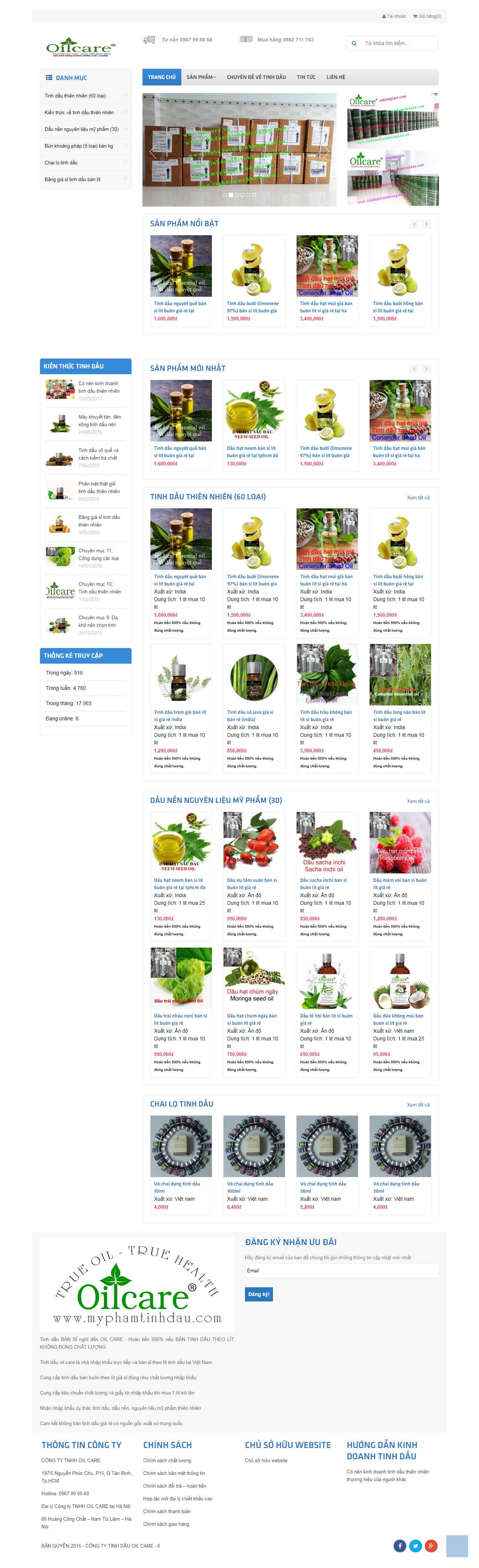Thiết kế web bán tinh dầu - tinhdauthiennhiengiasi.com