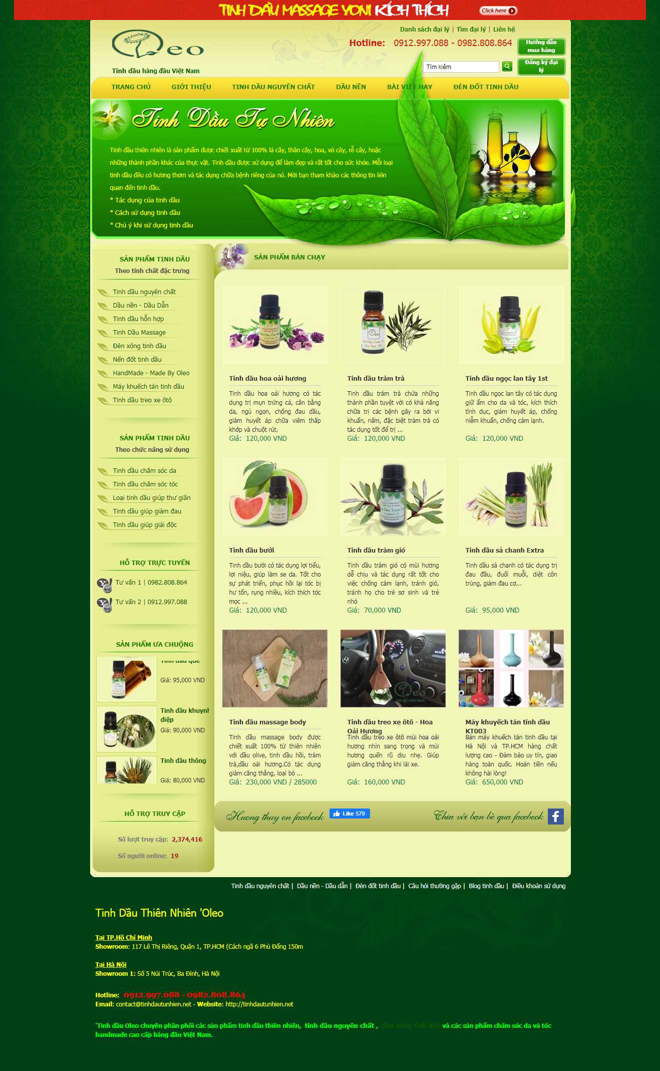 Thiết kế web bán tinh dầu - tinhdautunhien.net