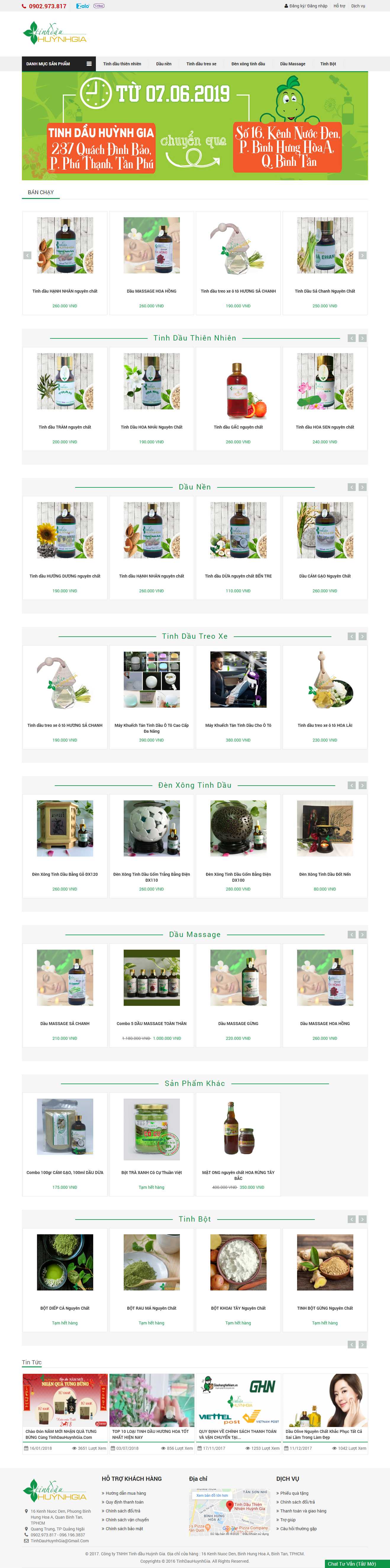 Thiết kế web bán tinh dầu - tinhdauhuynhgia.com
