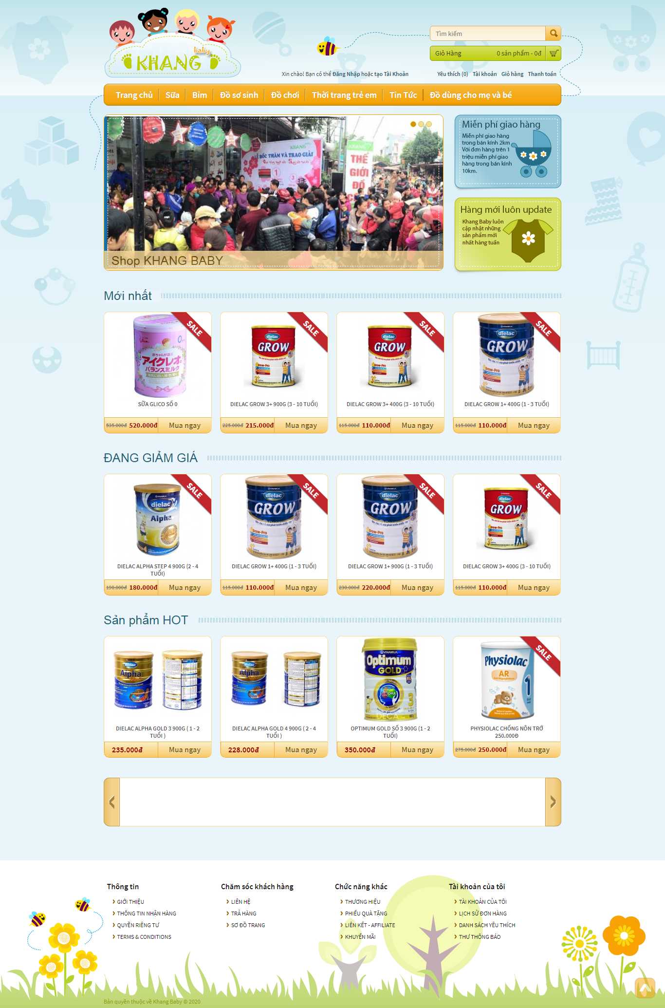 Thiết kế web bỉm sữa - khangbaby.com