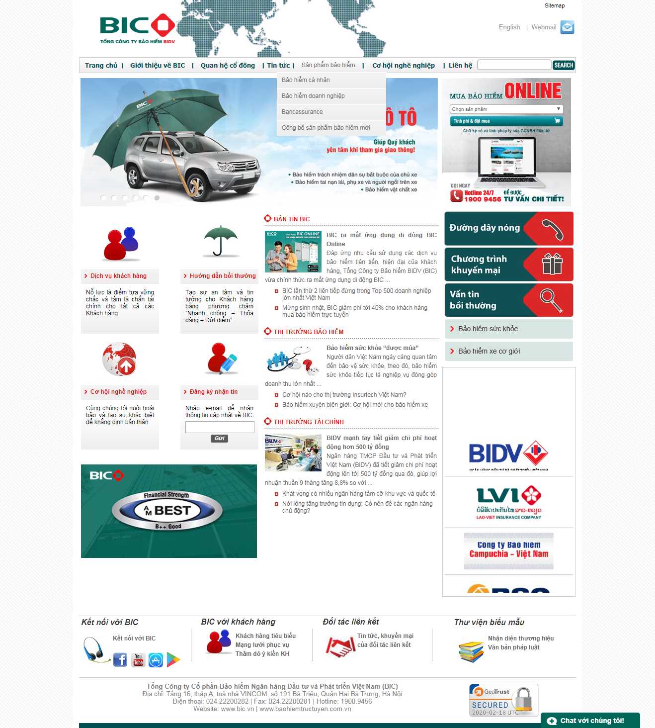 Thiết kế web công ty bảo hiểm - www.bic.vn