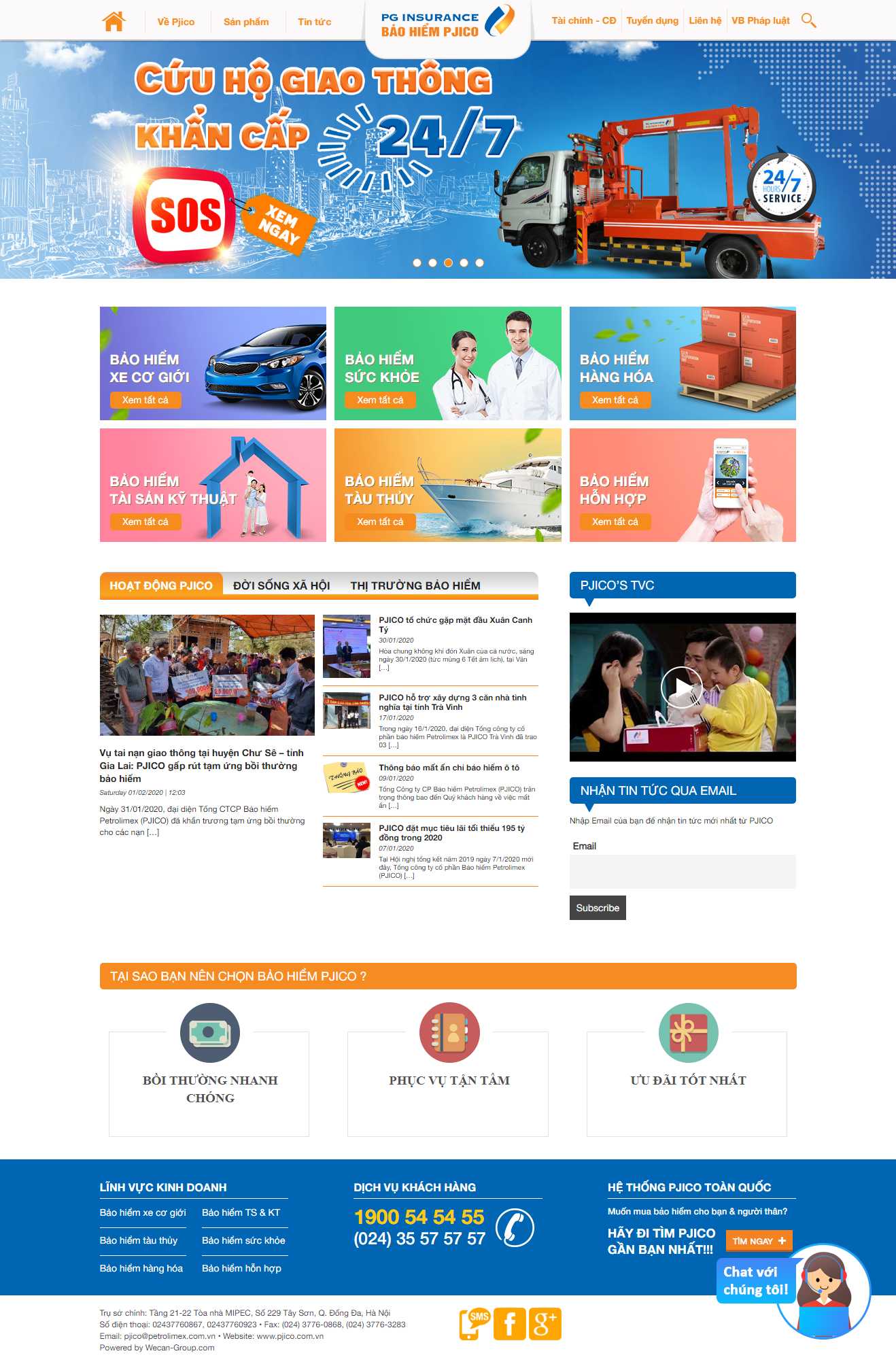 Thiết kế web công ty bảo hiểm - www.pjico.com.vn