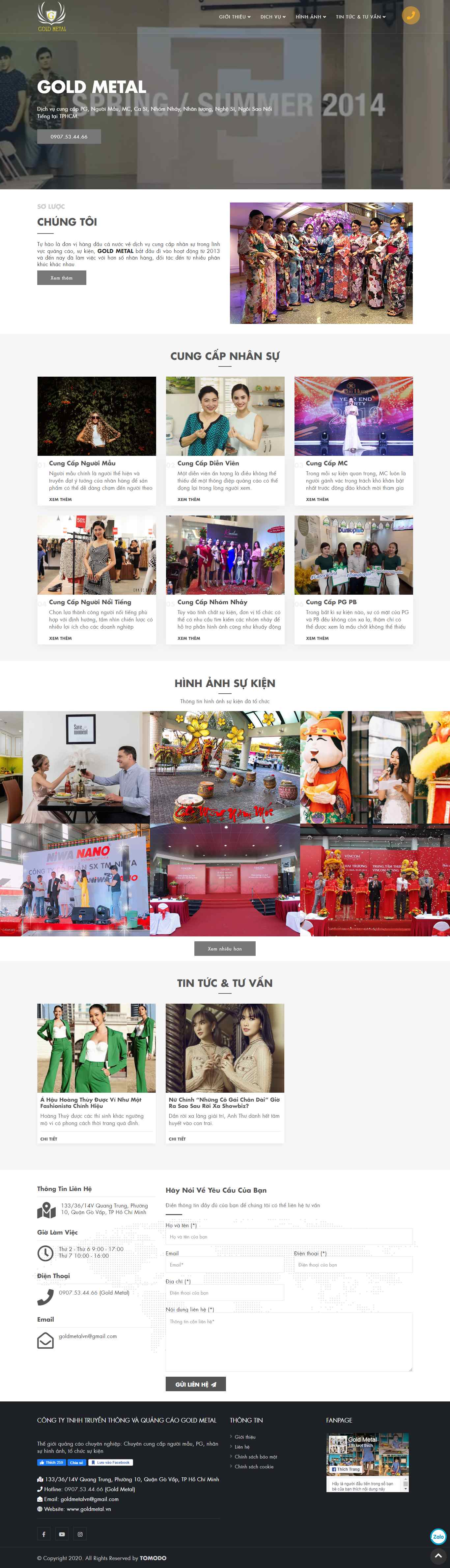 Thiết kế web công ty người mẫu model - goldmetal.vn