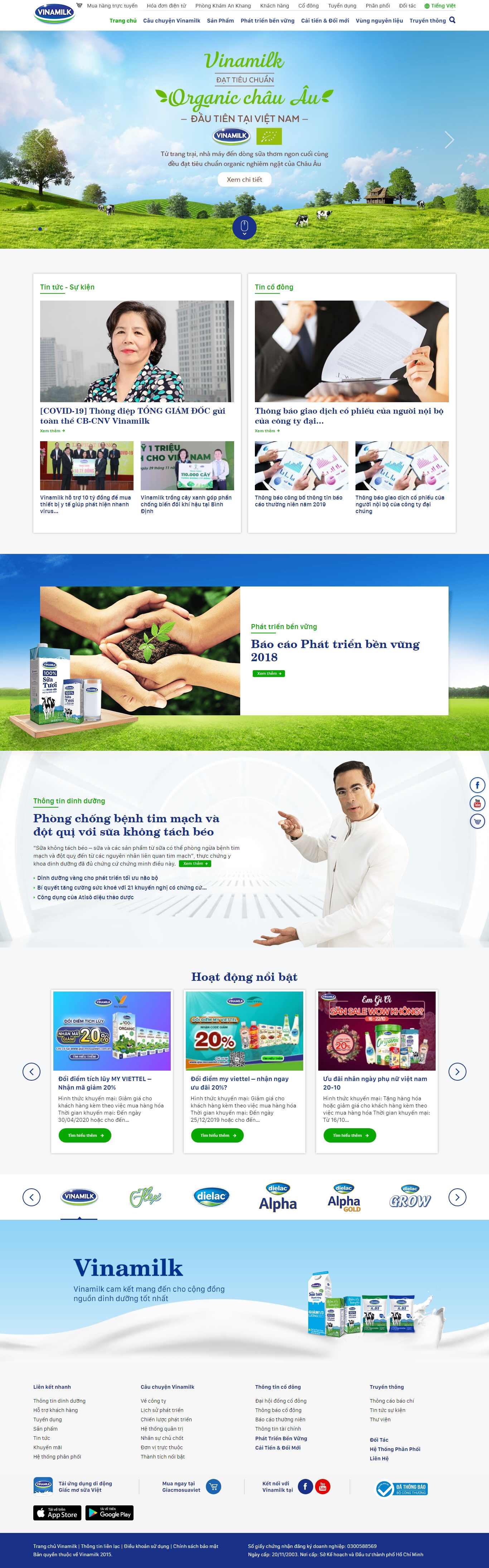 Thiết kế web công ty sữa - www.vinamilk.com.vn