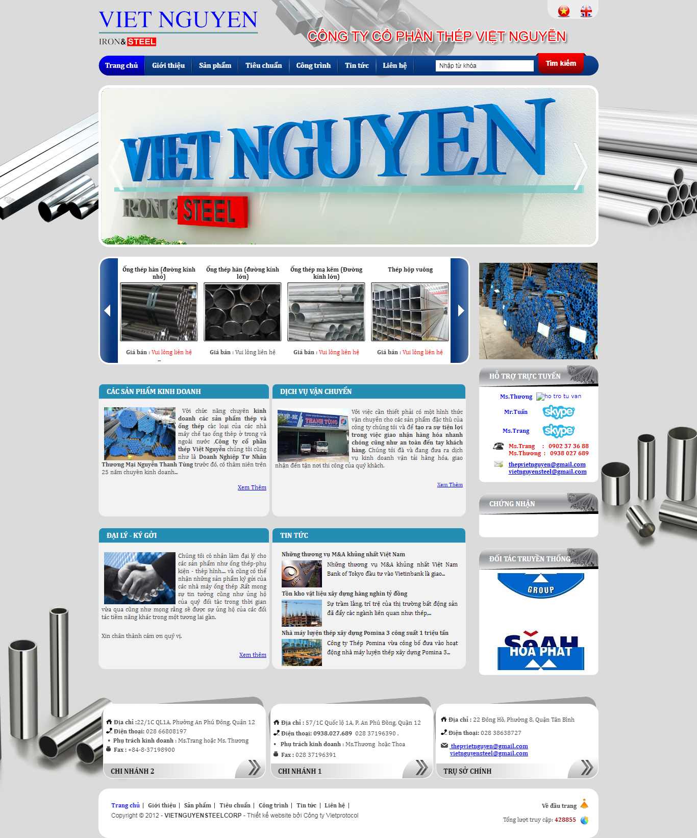 Thiết kế web công ty thép - www.vietnguyensteel.com