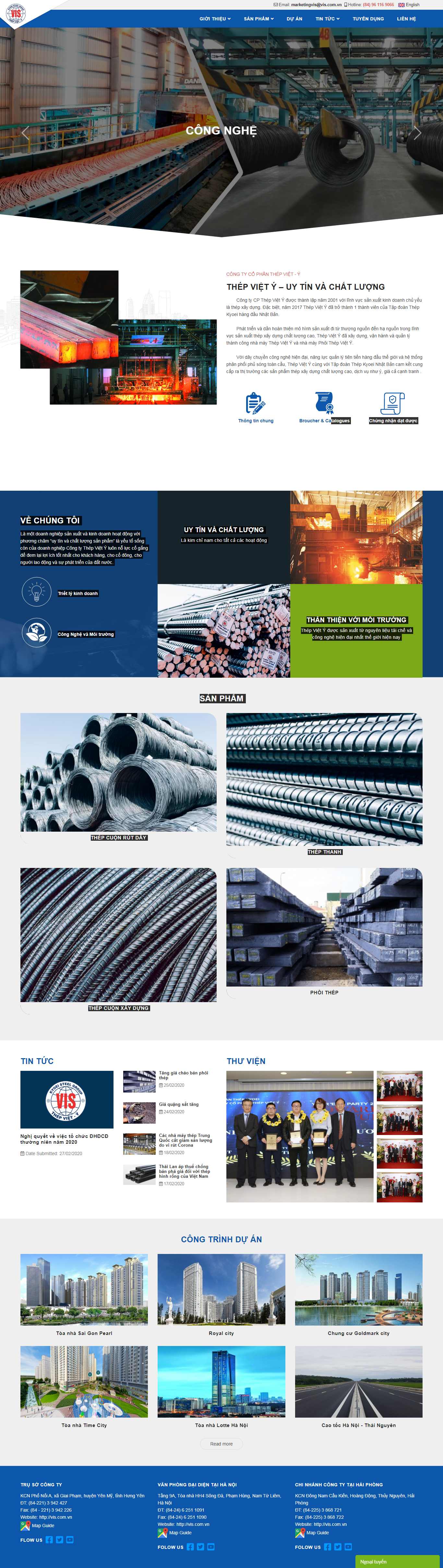 Thiết kế web công ty thép - vis.com.vn