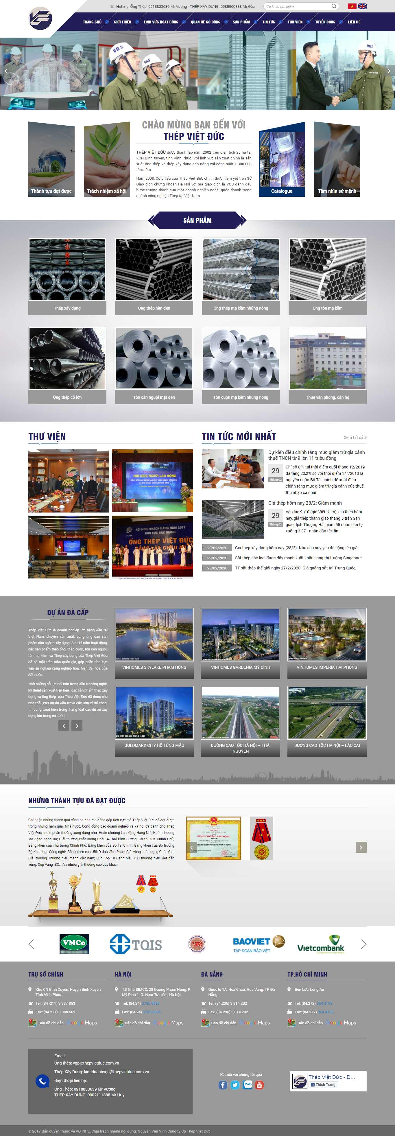 Thiết kế web công ty thép - vgpipe.com.vn