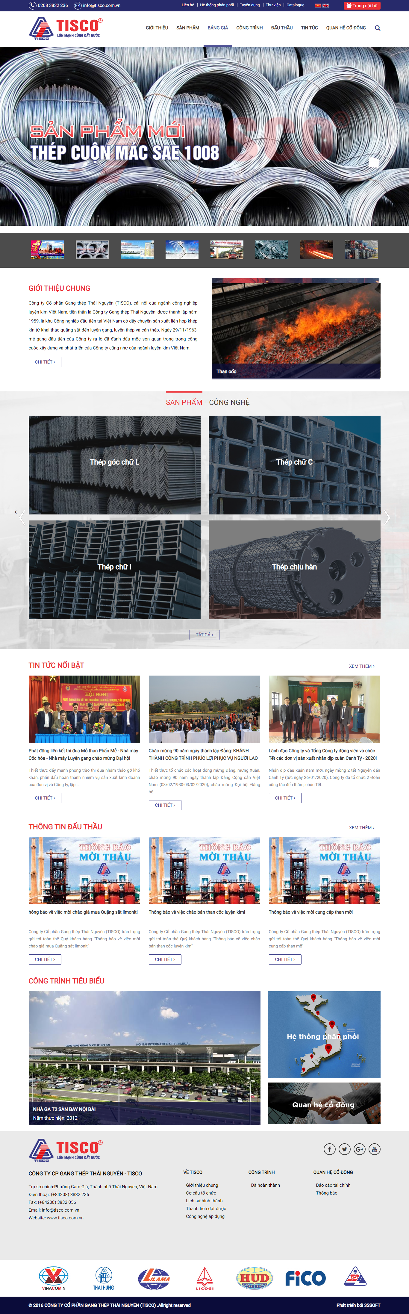 Thiết kế web công ty thép - tisco.com.vn