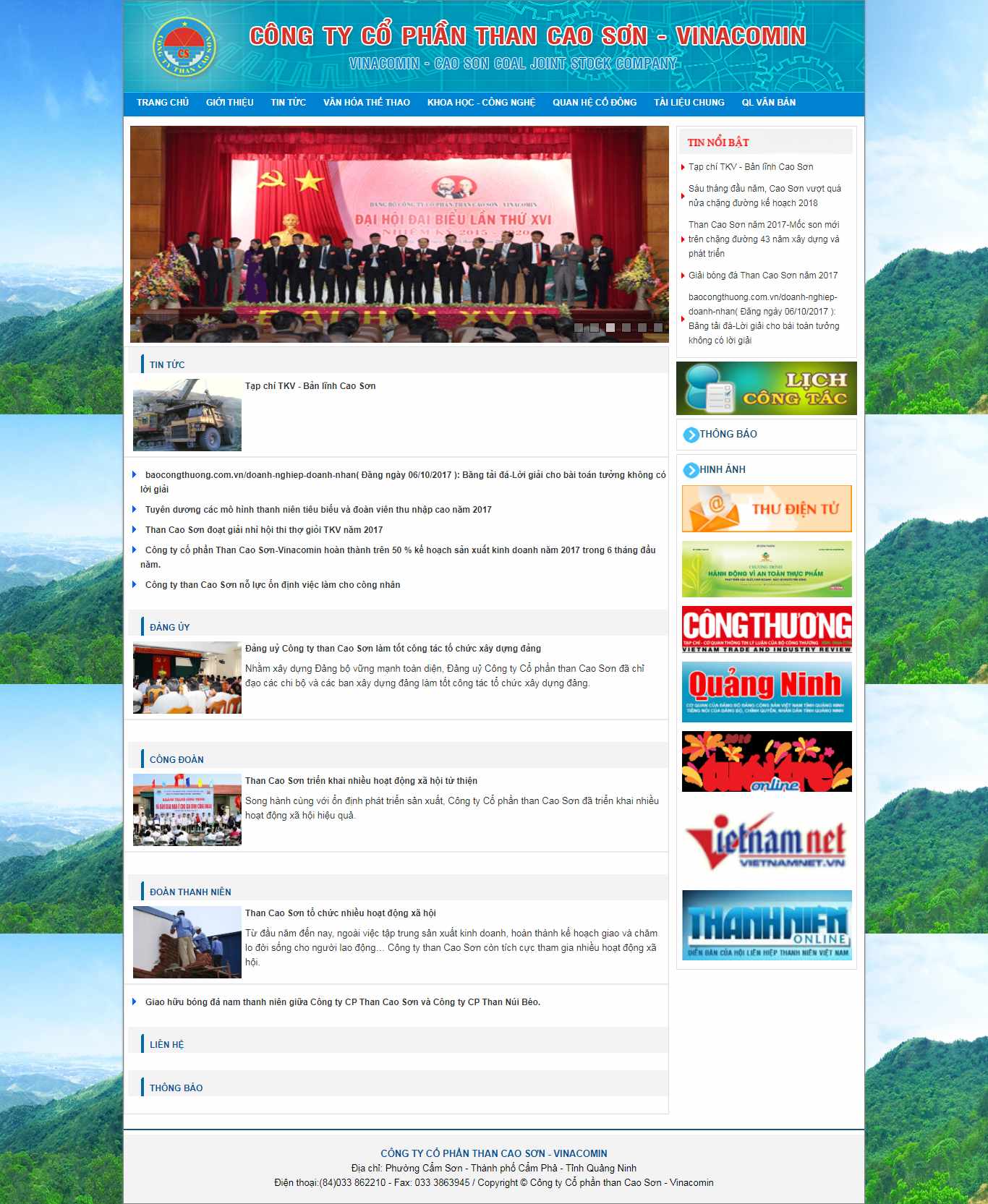Thiết kế web công ty than - www.thancaoson.com.vn