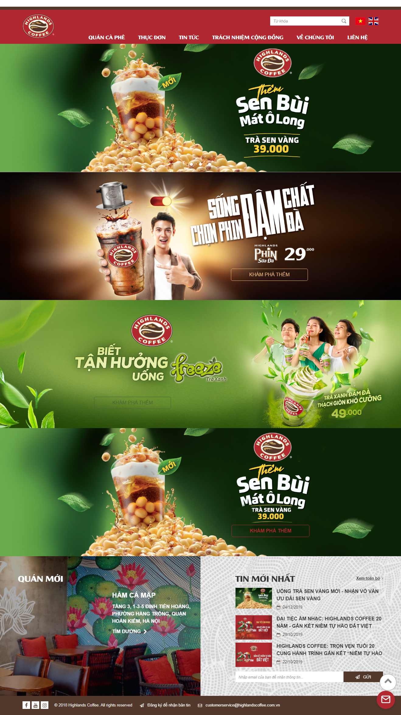 Thiết kế web cafe - www.highlandscoffee.com.vn