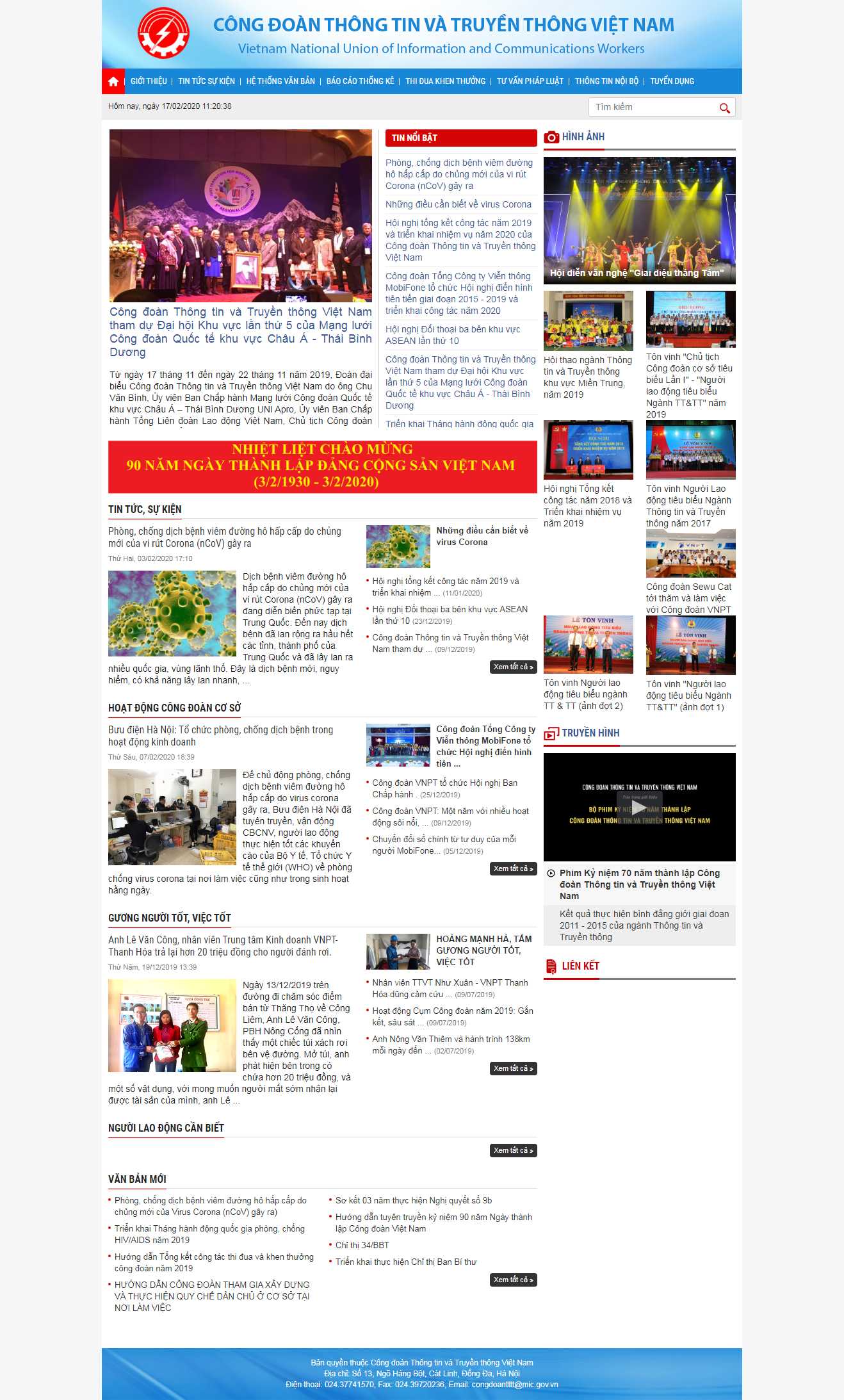 Thiết kế web cơ quan đoàn thể - congdoantttt.org.vn