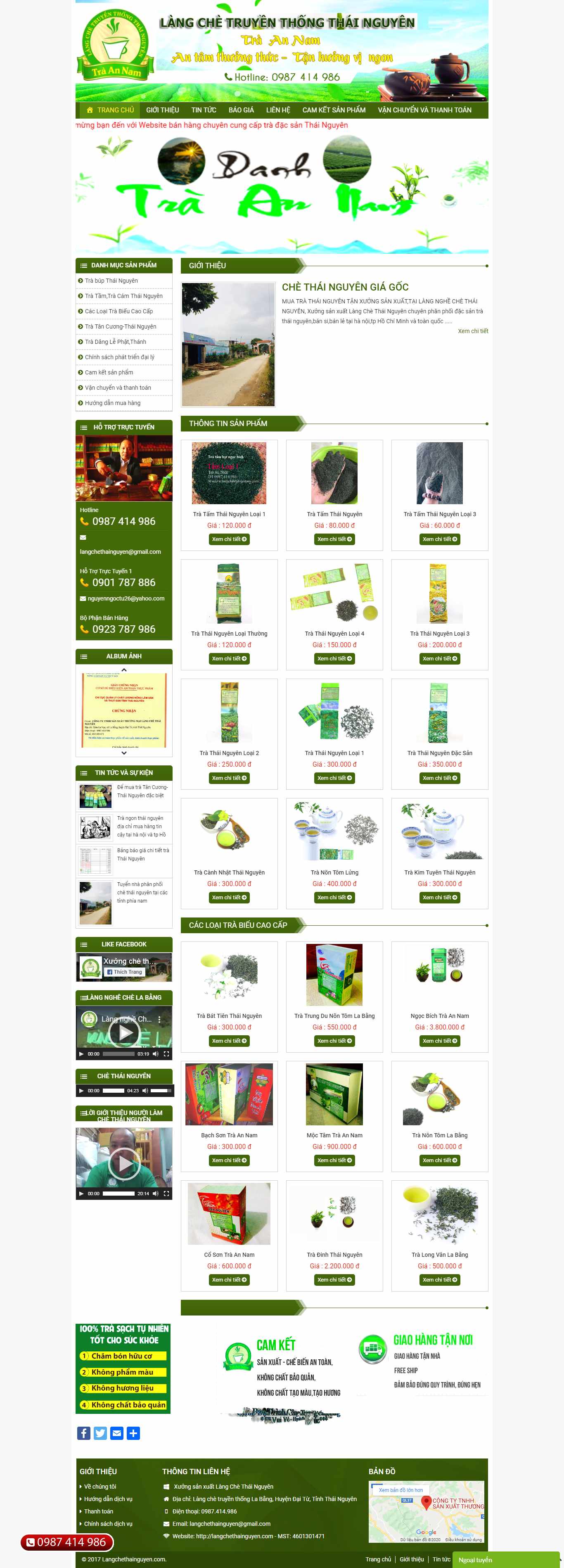 Thiết kế web chè thái nguyên - langchethainguyen.com