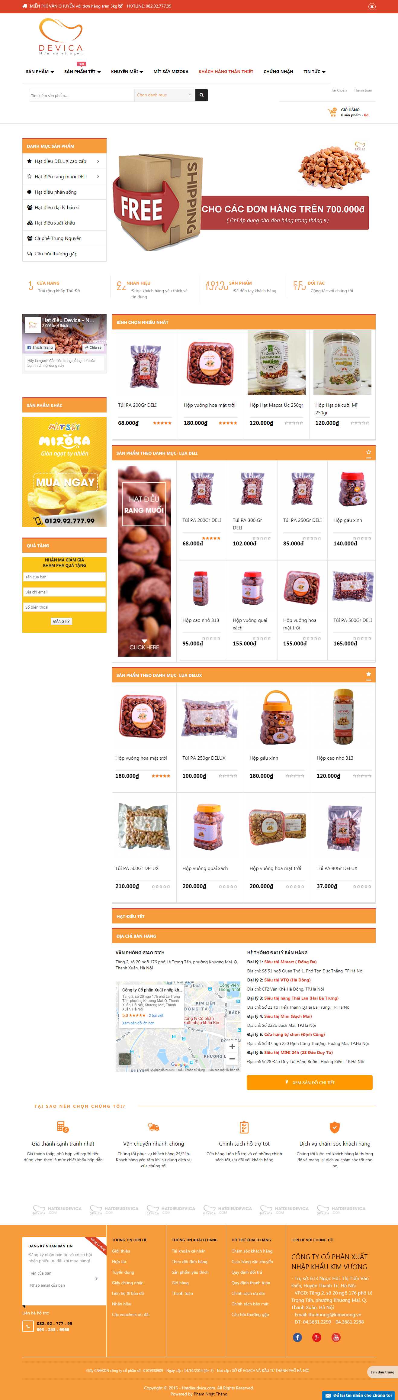 Thiết kế web bán hạt điều - hatdieudevica.com
