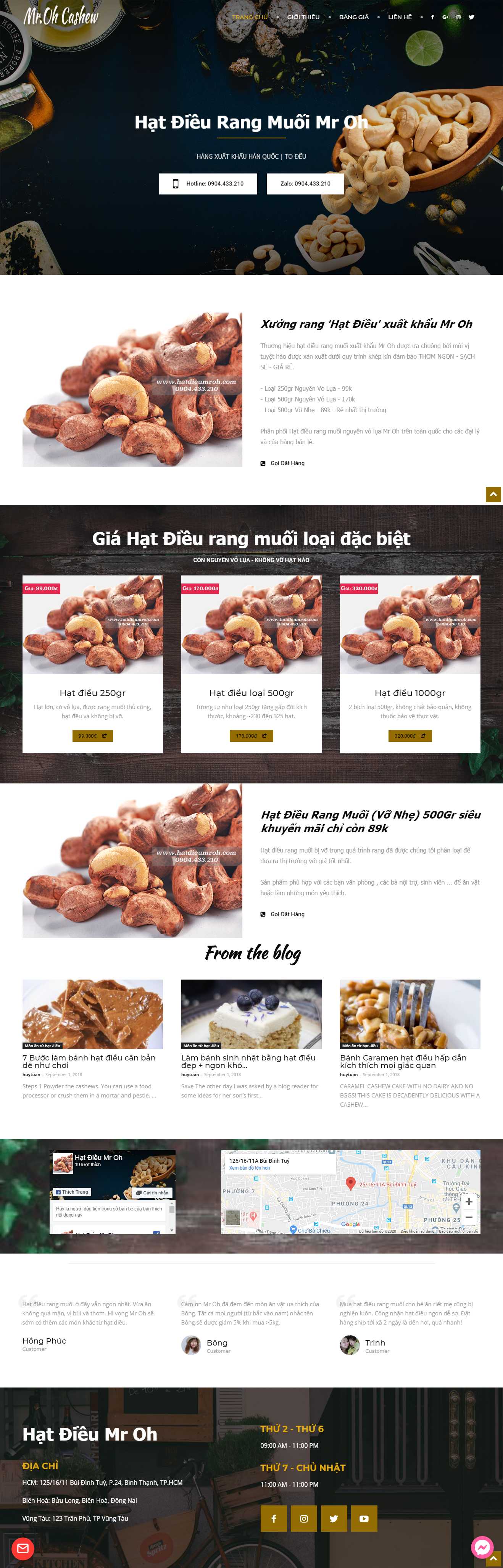 Thiết kế web bán hạt điều - hatdieumroh.com