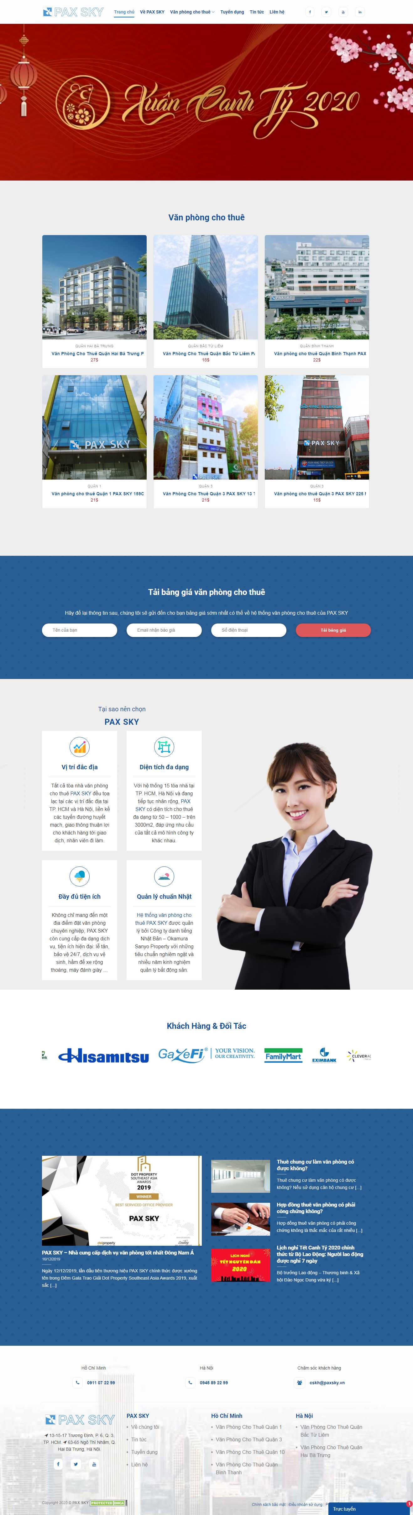Thiết kế web cho thuê văn phòng - paxsky.vn