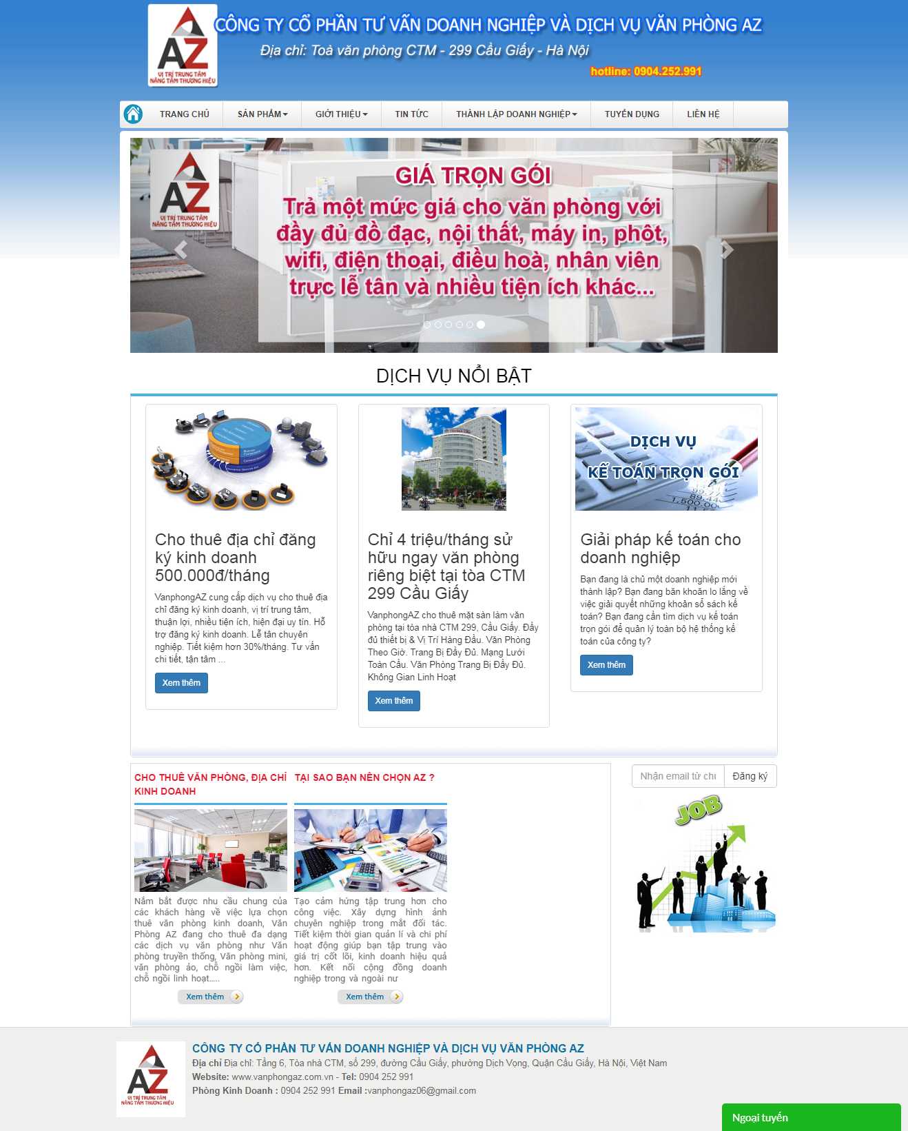 Thiết kế web cho thuê văn phòng - vanphongaz.com.vn