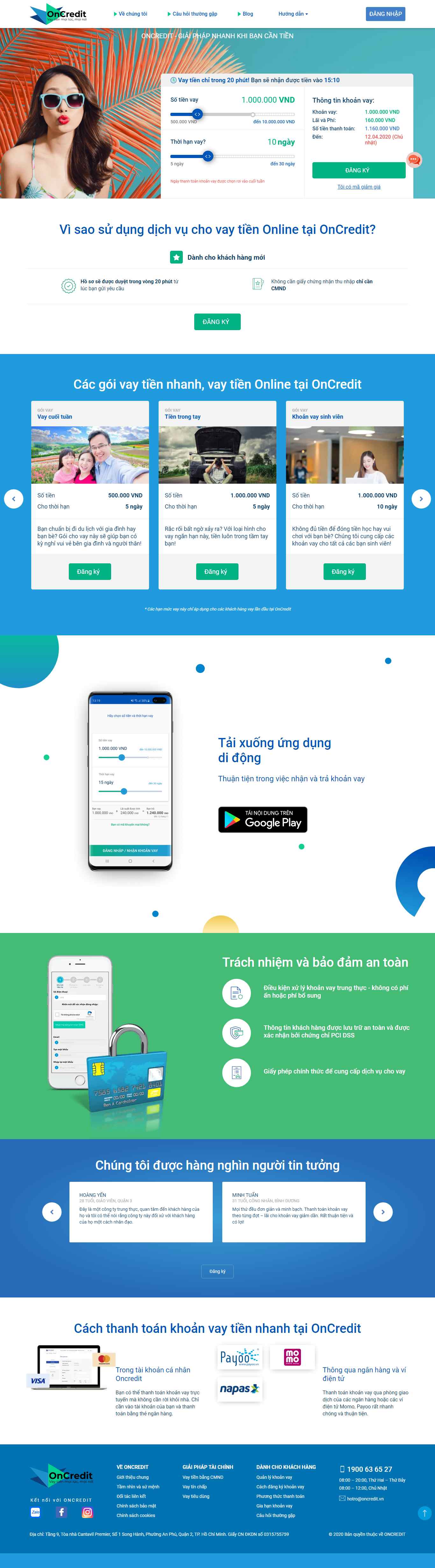 Thiết kế web cho vay - oncredit.vn