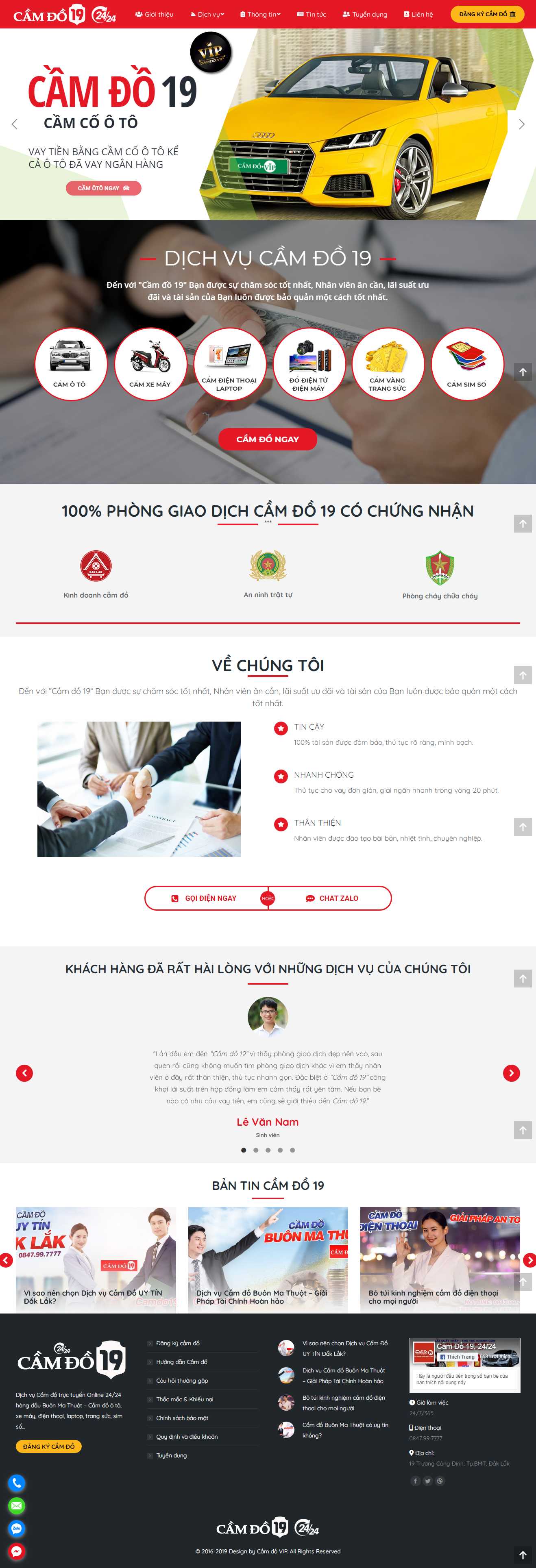 Thiết kế web dịch vụ cầm đồ - camdo19.com