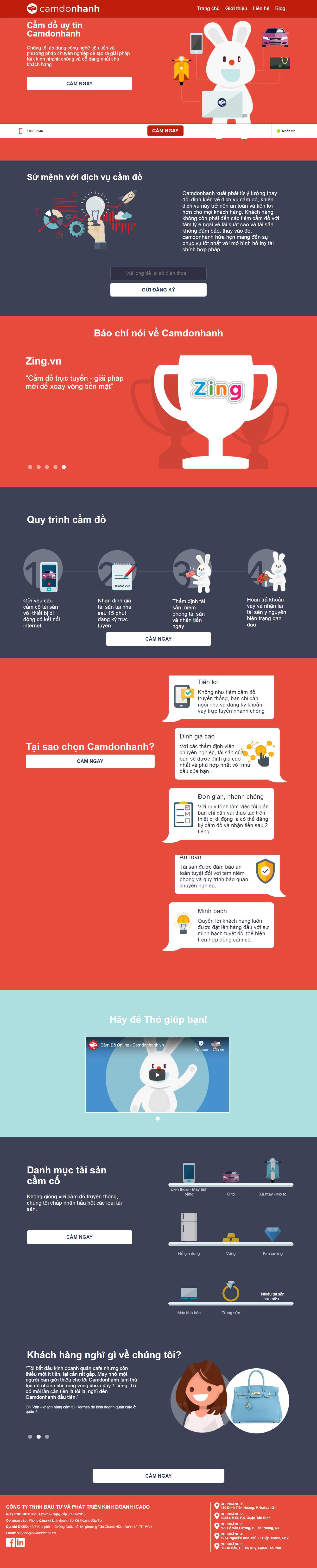 Thiết kế web dịch vụ cầm đồ - camdonhanh.vn
