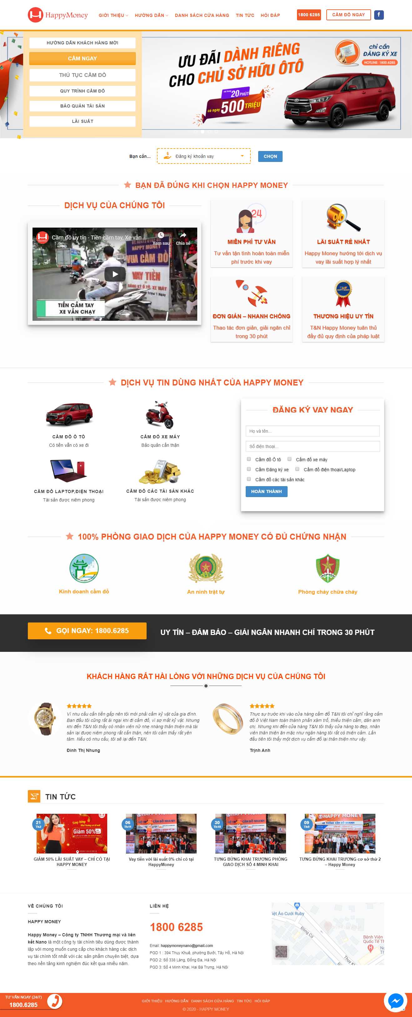 Thiết kế web dịch vụ cầm đồ - happymoney.vn