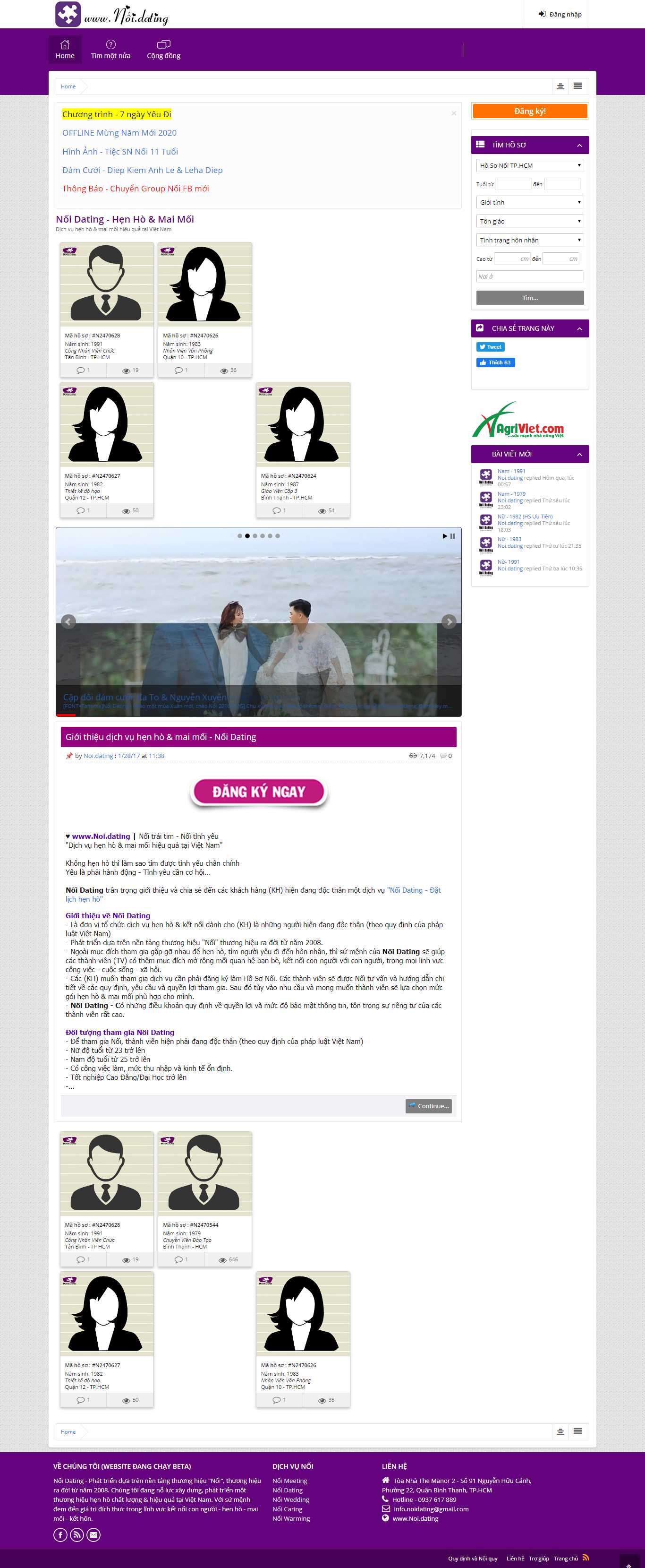 Thiết kế web dịch vụ hẹn hò - noi.dating