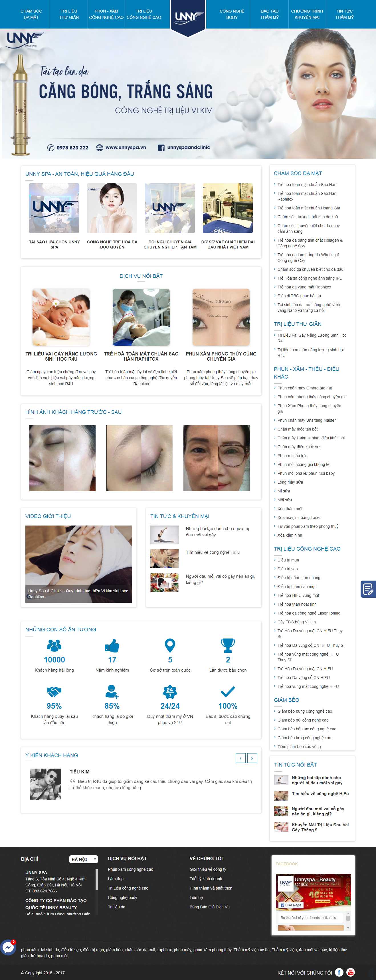 Thiết kế web dịch vụ phun săm - unnyspa.vn