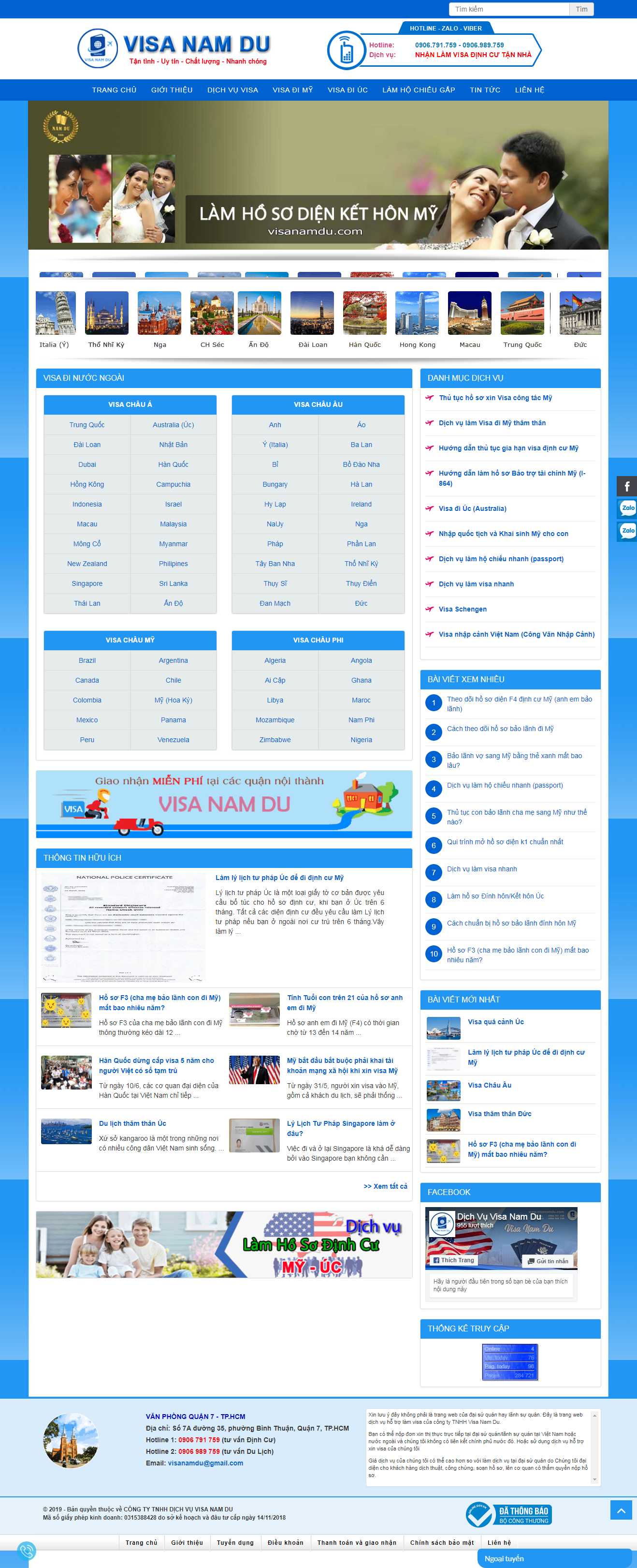 Thiết kế web dịch vụ visa - www.visanamdu.com