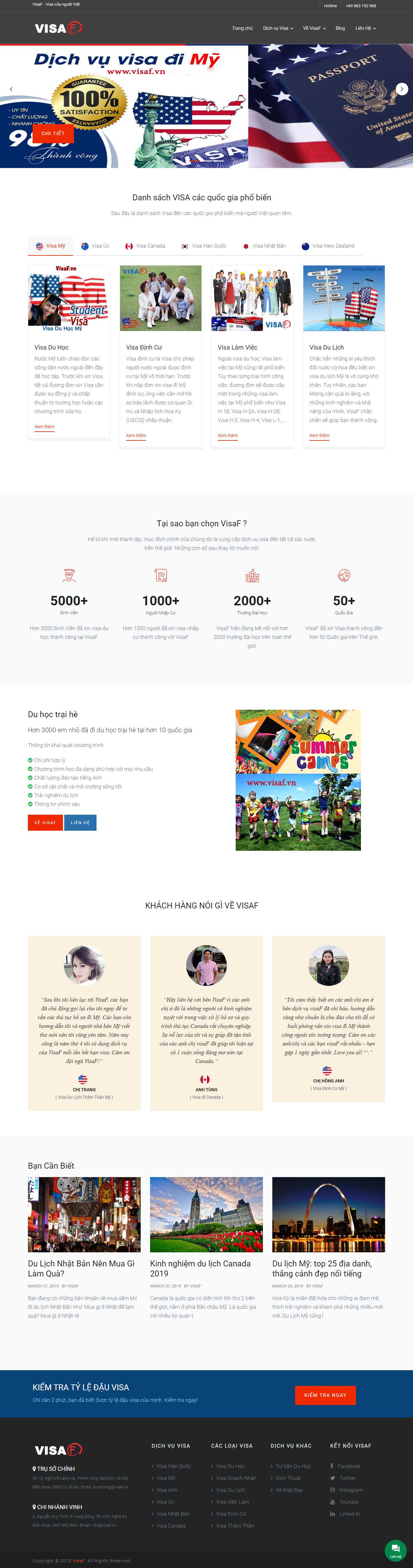 Thiết kế web dịch vụ visa - visaf.vn