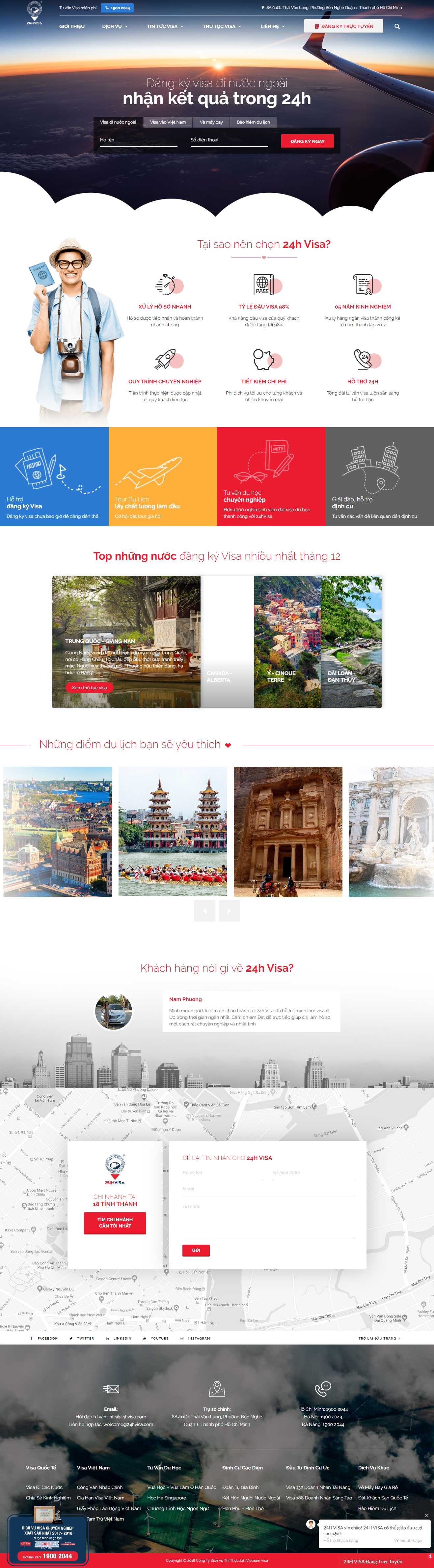 Thiết kế web dịch vụ visa - 24hvisa.com