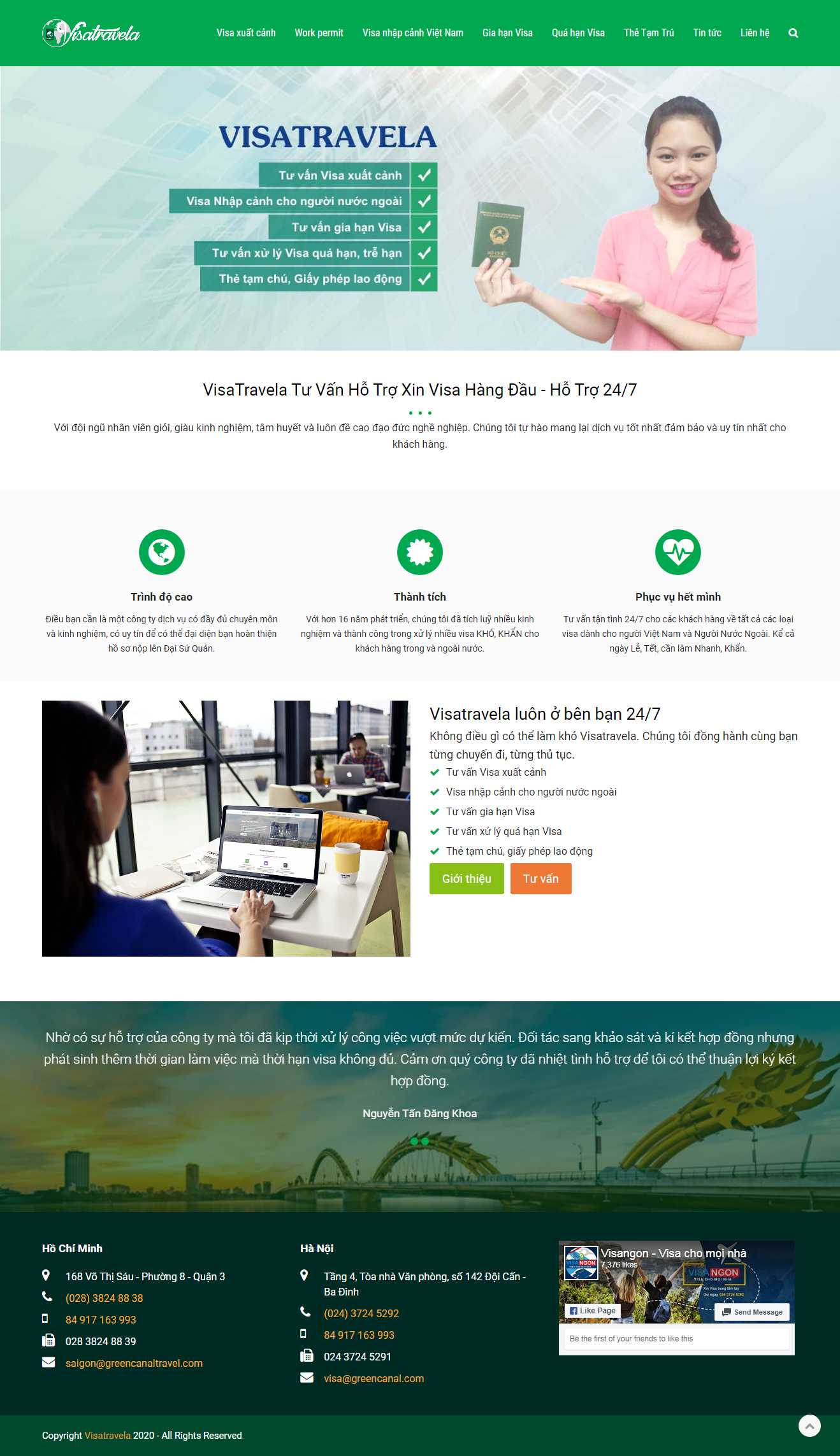Thiết kế web dịch vụ visa - visatravela.com