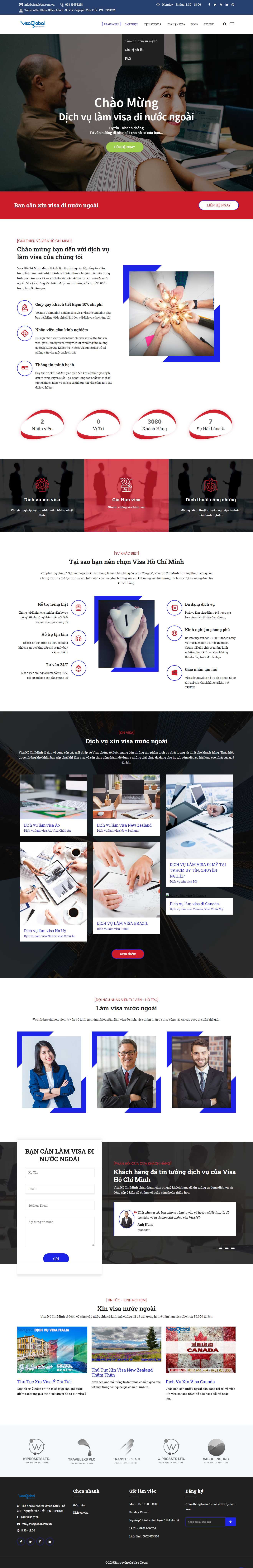 Thiết kế web dịch vụ visa - visahochiminh.com