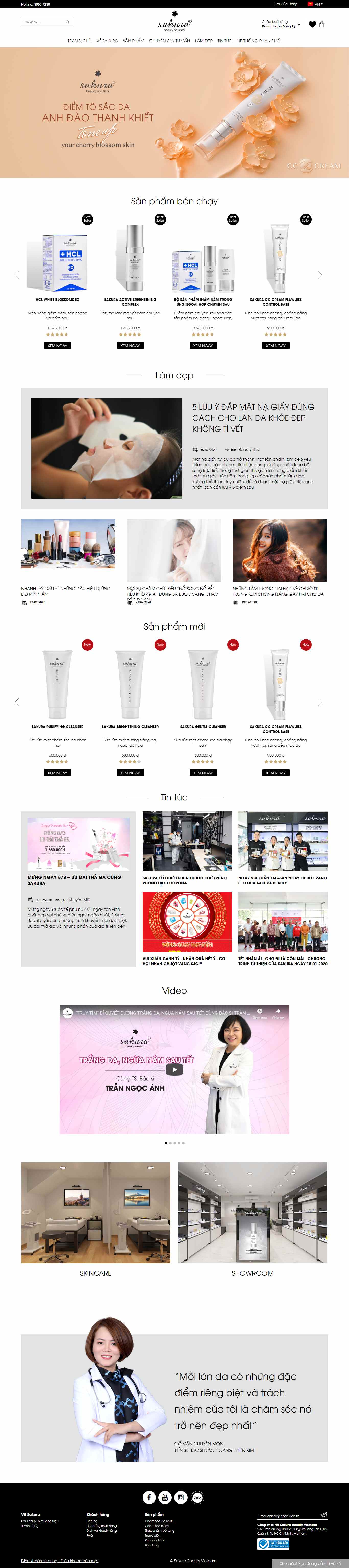 Thiết kế web dược mỹ phẩm - sakurabeauty.vn