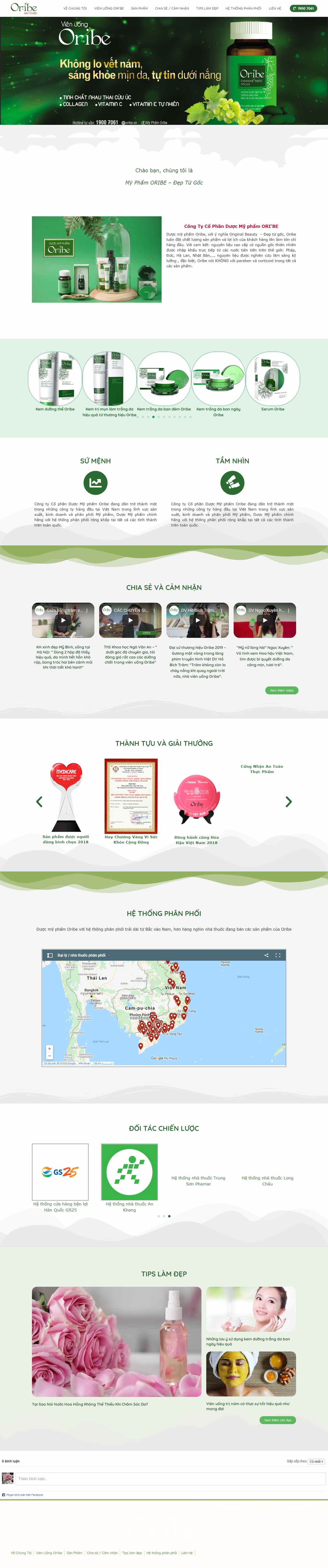 Thiết kế web dược mỹ phẩm - oribe.vn