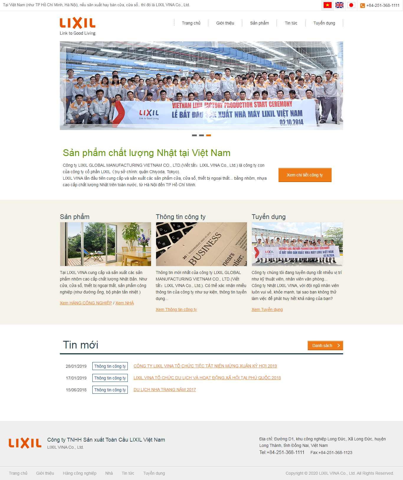 Thiết kế web doanh nghiệp sản xuất - lixilvina.com.vn