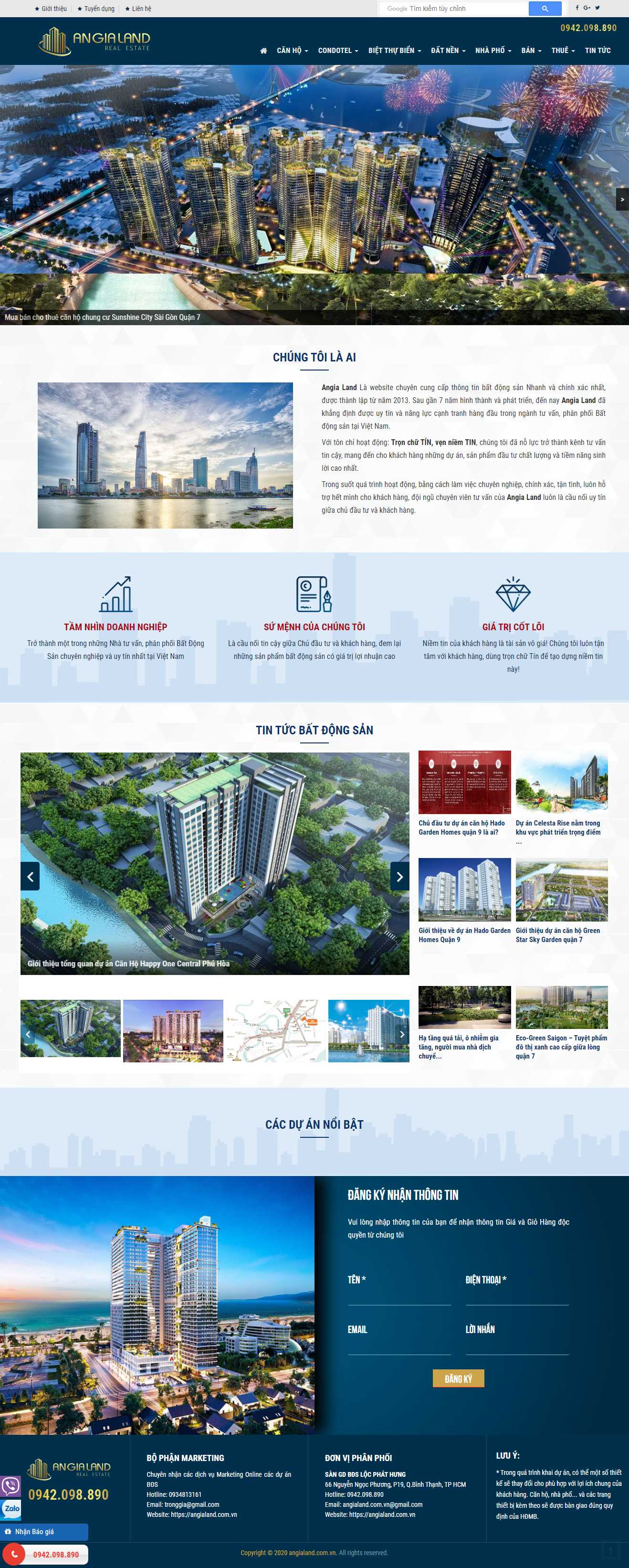 Thiết kế web dự án bds - angialand.com.vn