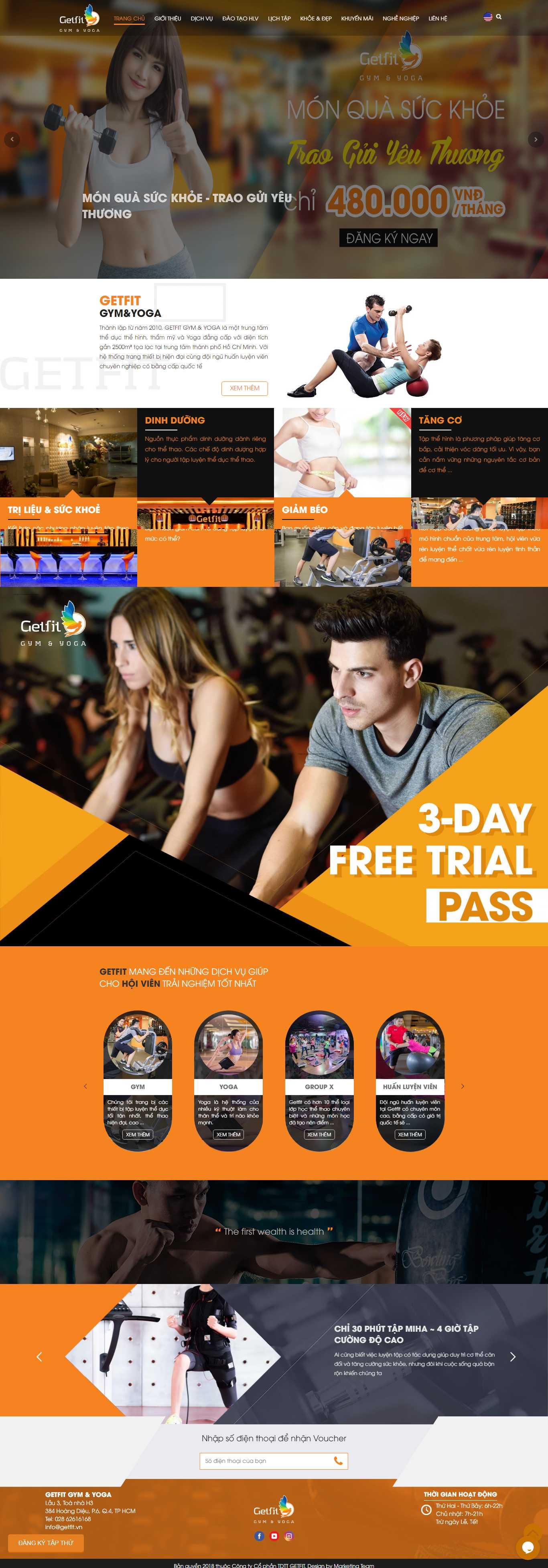 Thiết kế web fitness - getfit.vn