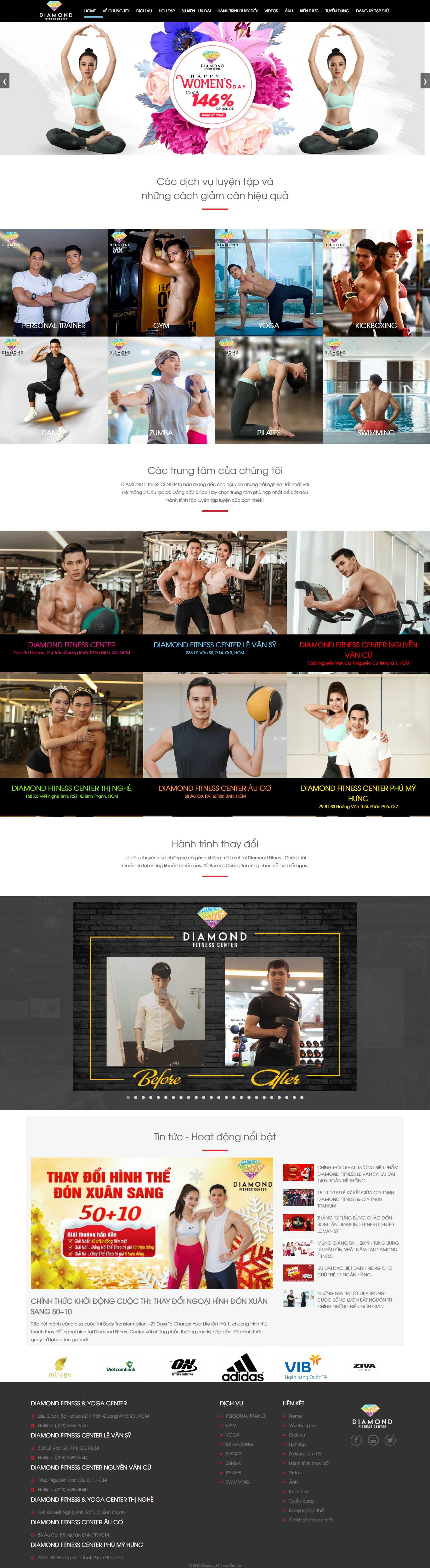 Thiết kế web fitness - www.diamondfitness.vn