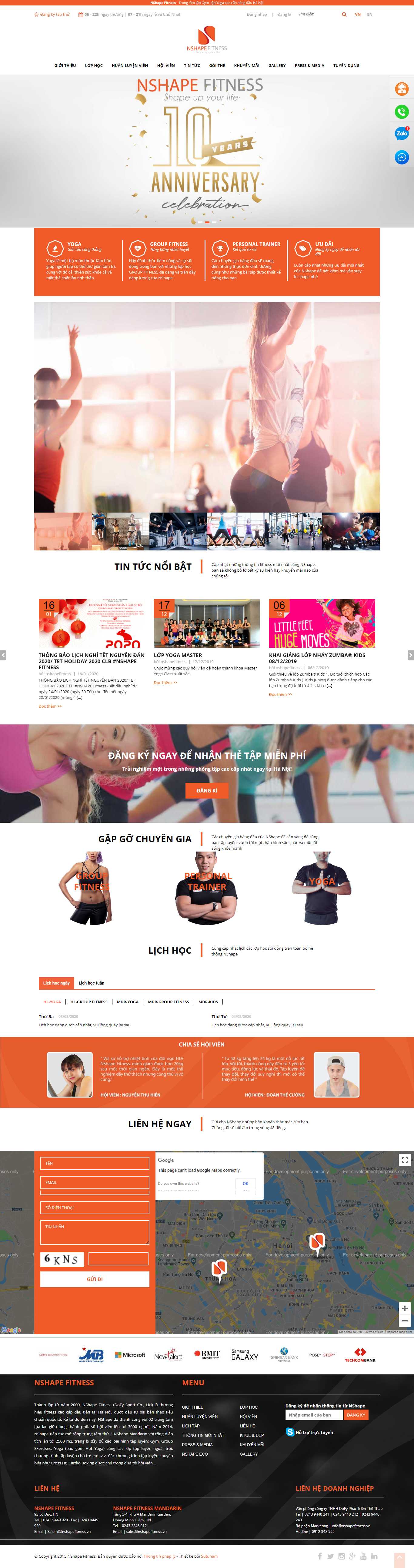 Thiết kế web fitness - www.nshapefitness.vn