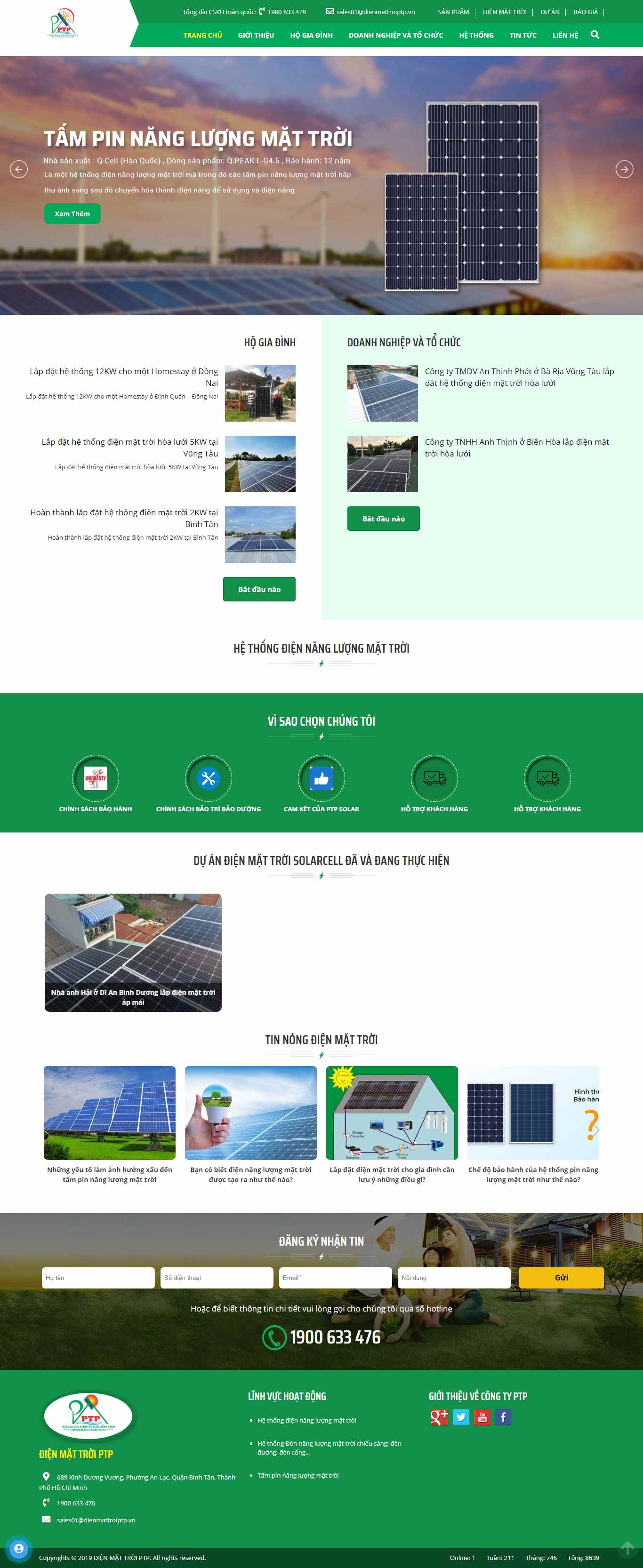 Thiết kế web hệ thống điện mặt trời - dienmattroiptp.vn
