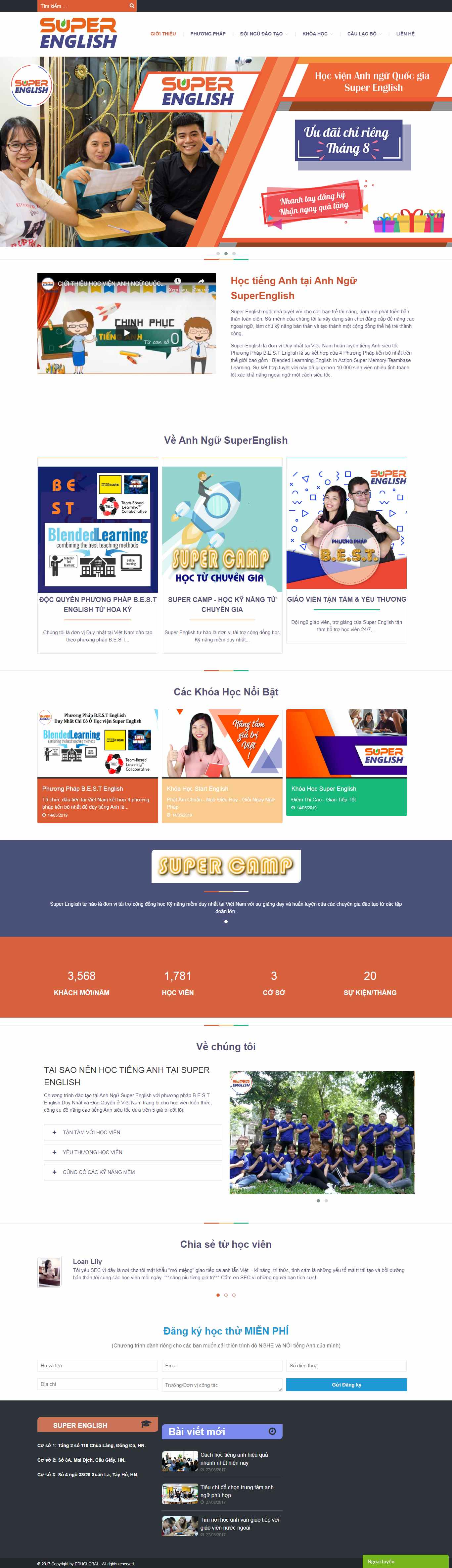 Thiết kế web học viện anh ngữ - www.anhngusuperenglish.edu.vn