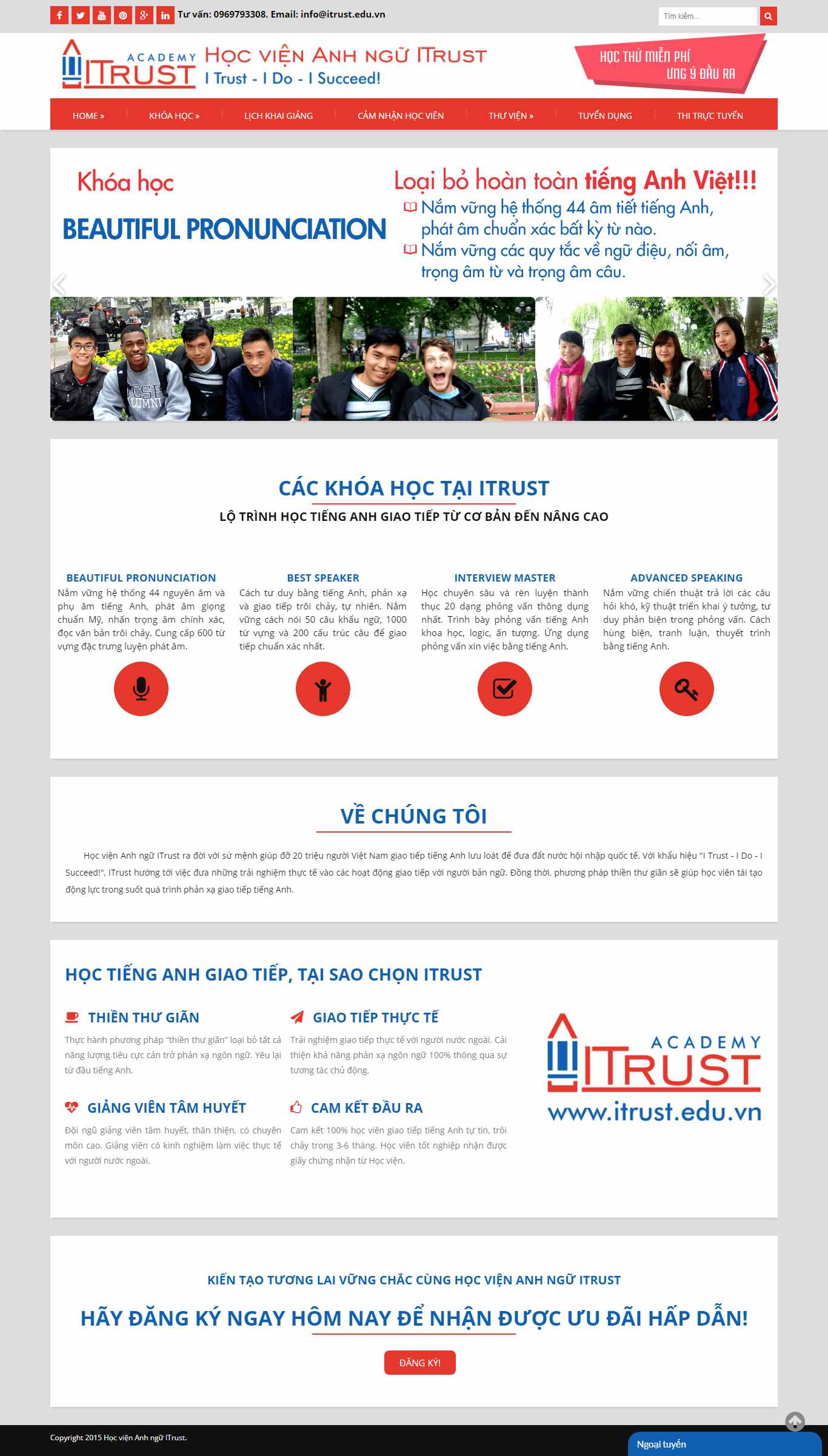 Thiết kế web học viện anh ngữ - itrust.edu.vn