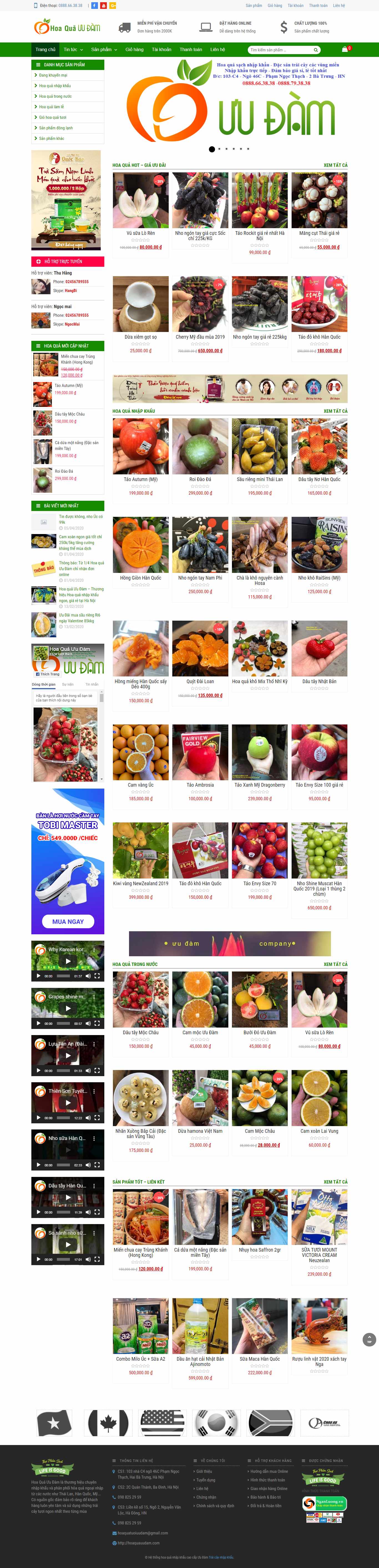 Thiết kế web hoa quả sạch - hoaquauudam.com
